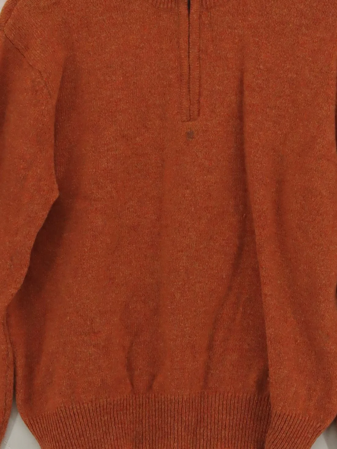 House Of Bruar Men's Jumper M Orange 100% Wool Mock Neck Pullover - Image 3