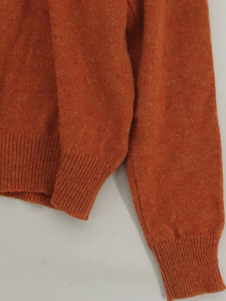 House Of Bruar Men's Jumper M Orange 100% Wool Mock Neck Pullover - Image 4
