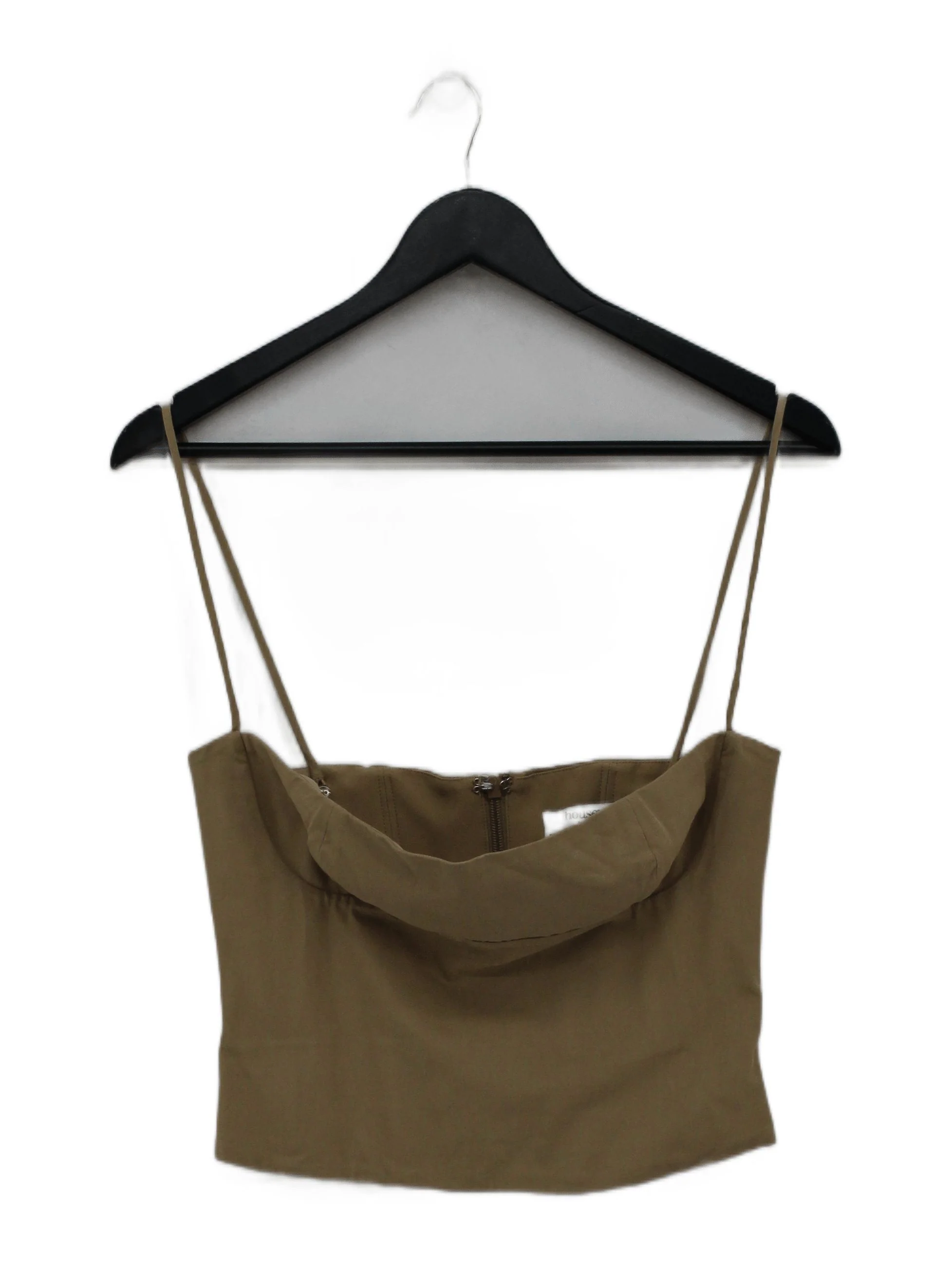 House Of CB London Women's Top S Tan 100% Cotton Sleeveless Square Neck Basic
