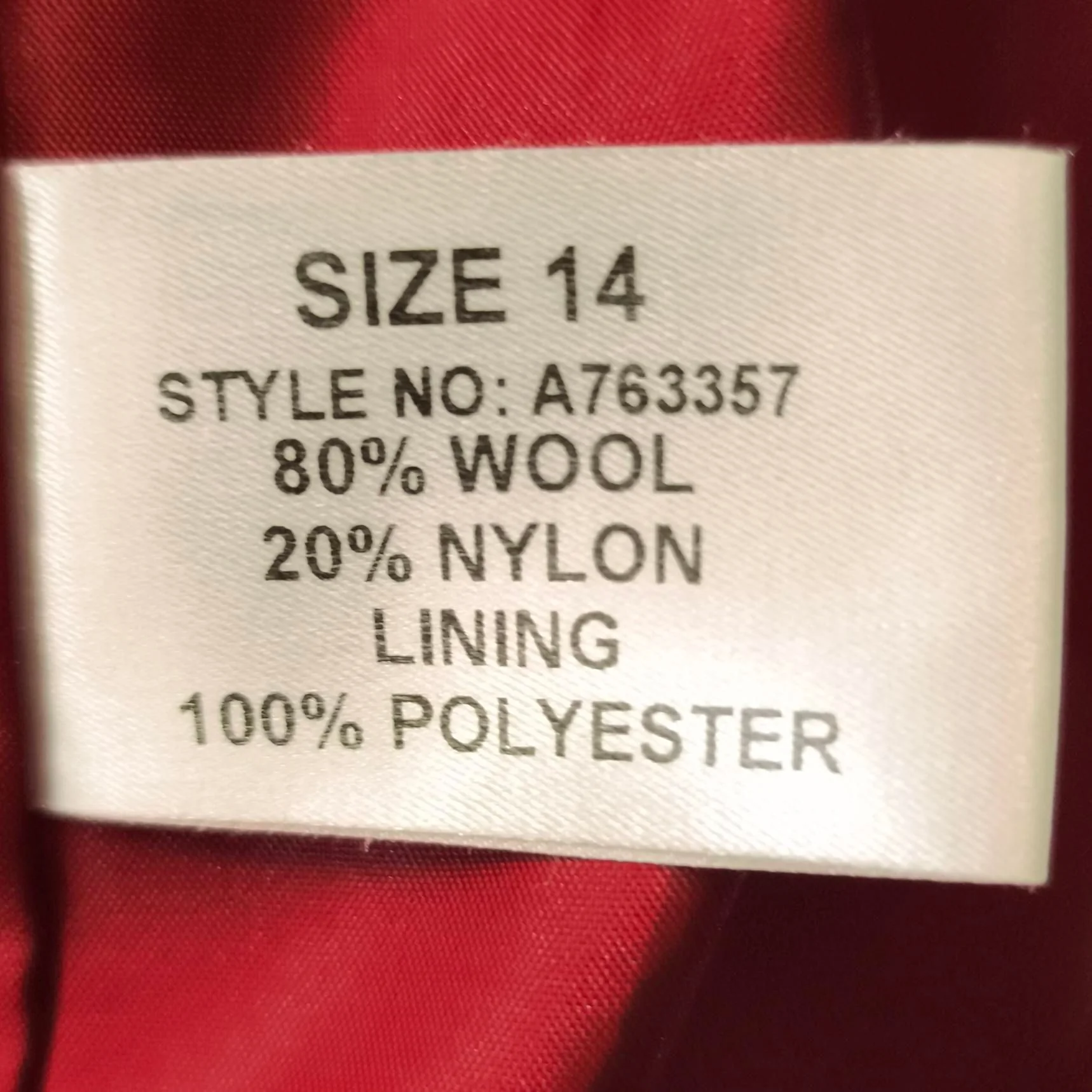 House Of Fraser Women's Coat UK 14 Red Wool with Nylon Overcoat - Image 7