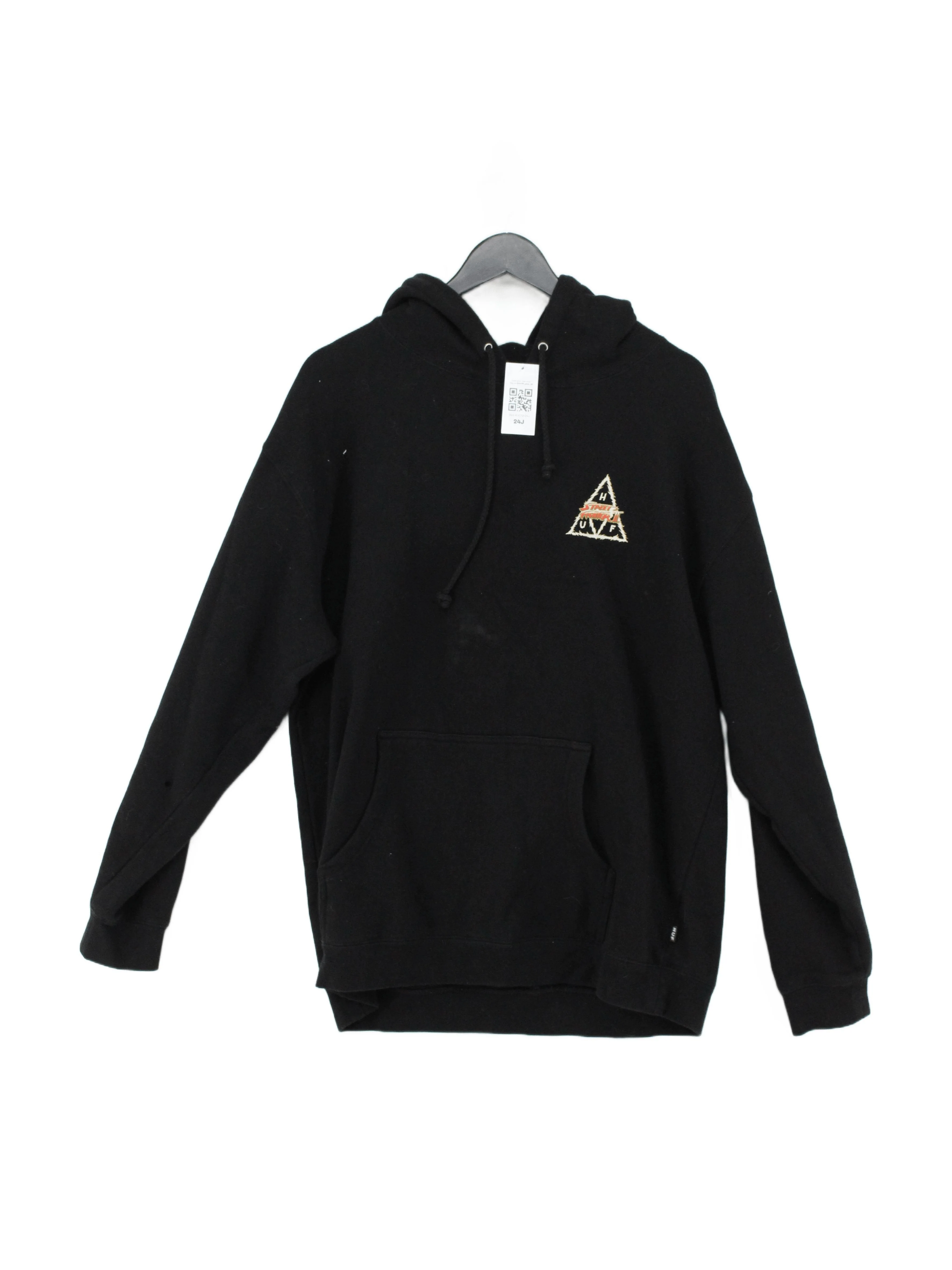HUF Men's Hoodie L Black Graphic Cotton with Polyester Pullover