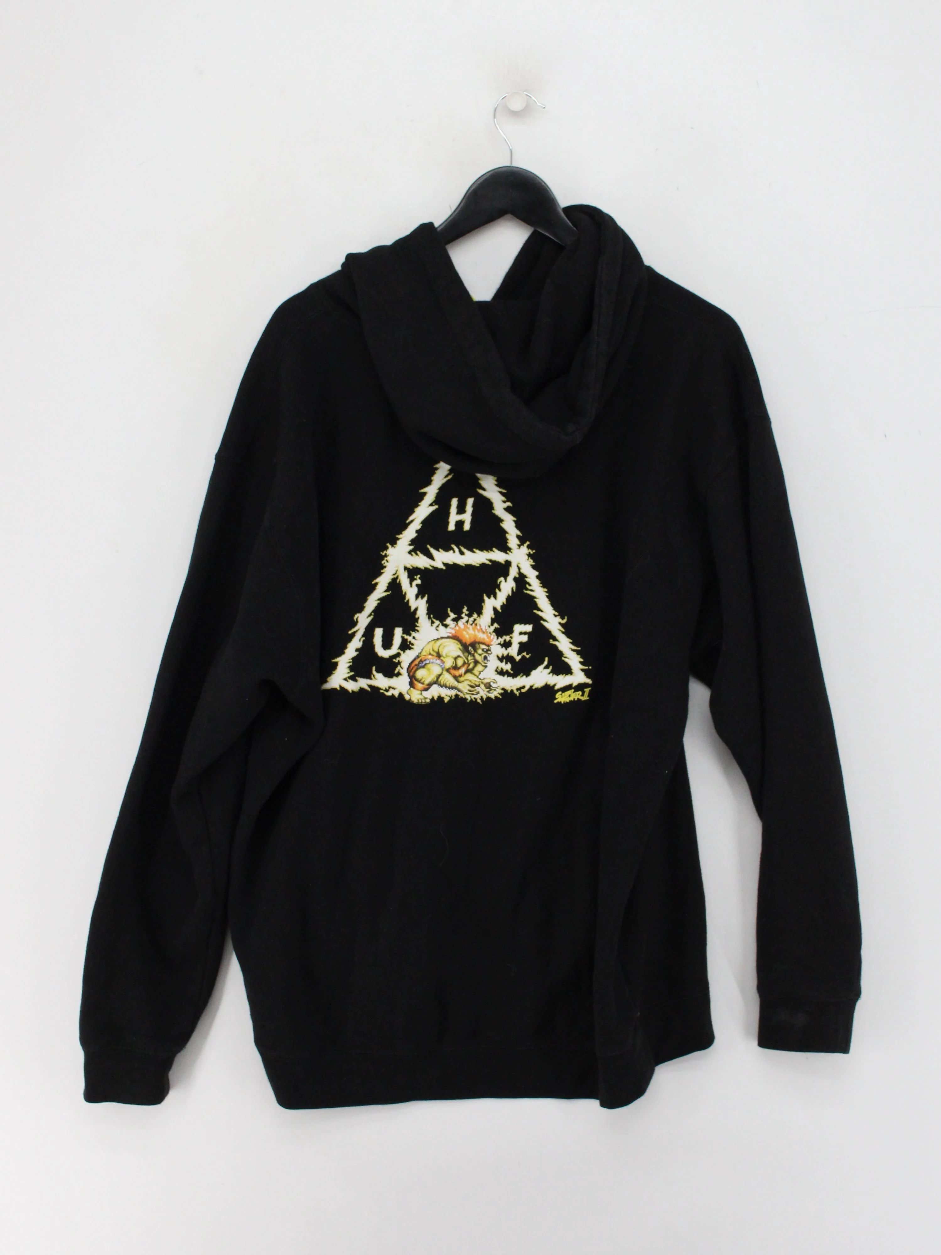 HUF Men's Hoodie L Black Graphic Cotton with Polyester Pullover - Image 2