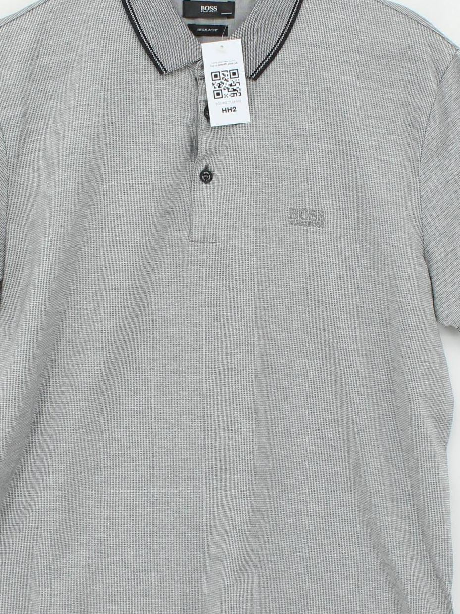 Hugo Boss Men's Polo L Grey Cotton with Elastane Basic - Image 3