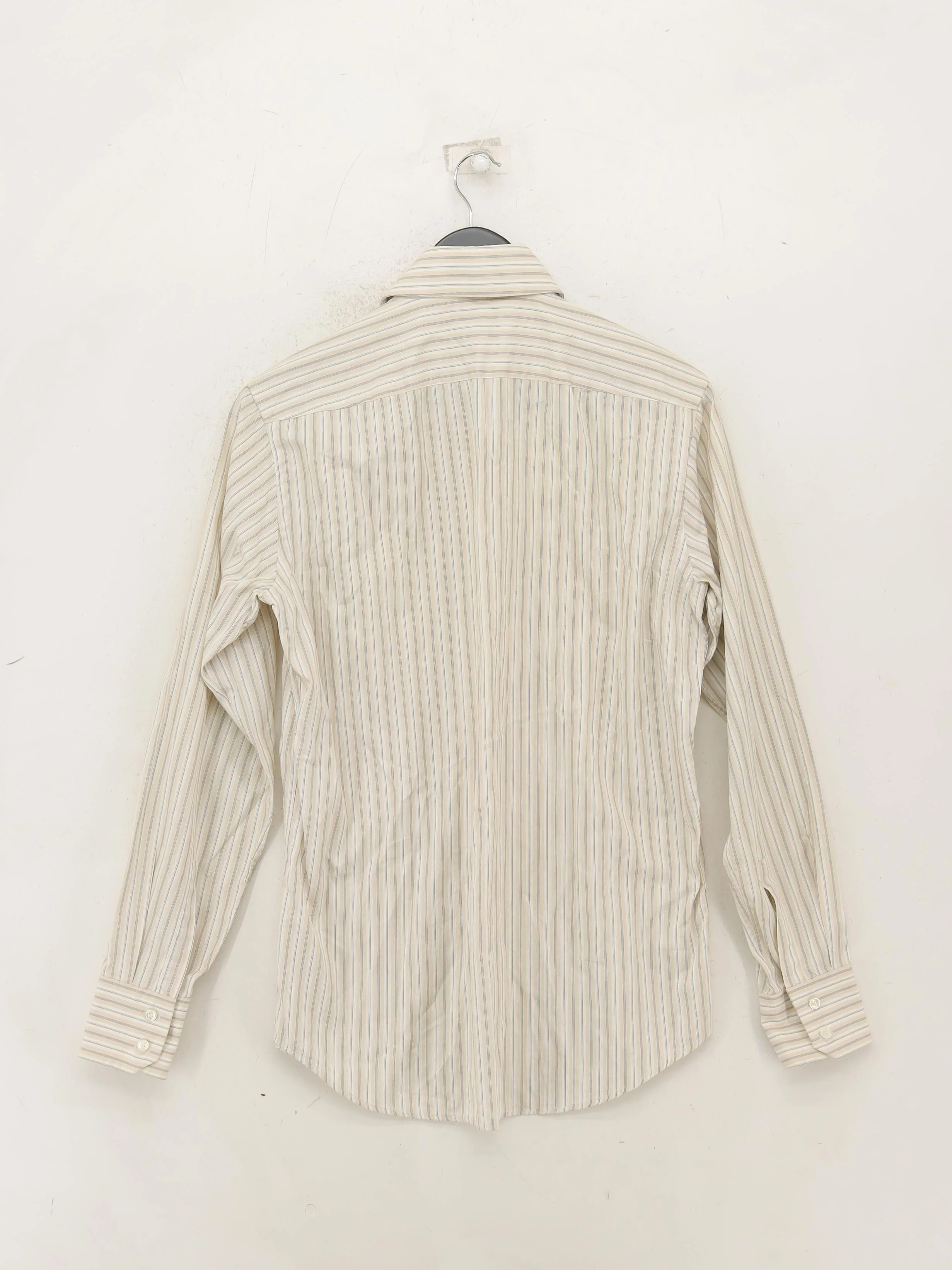 Hugo Boss Men's Shirt Chest: 38 in Cream Striped 100% Cotton Basic - Image 2