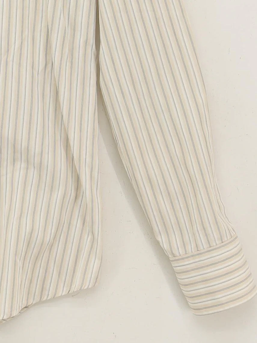 Hugo Boss Men's Shirt Chest: 38 in Cream Striped 100% Cotton Basic - Image 4