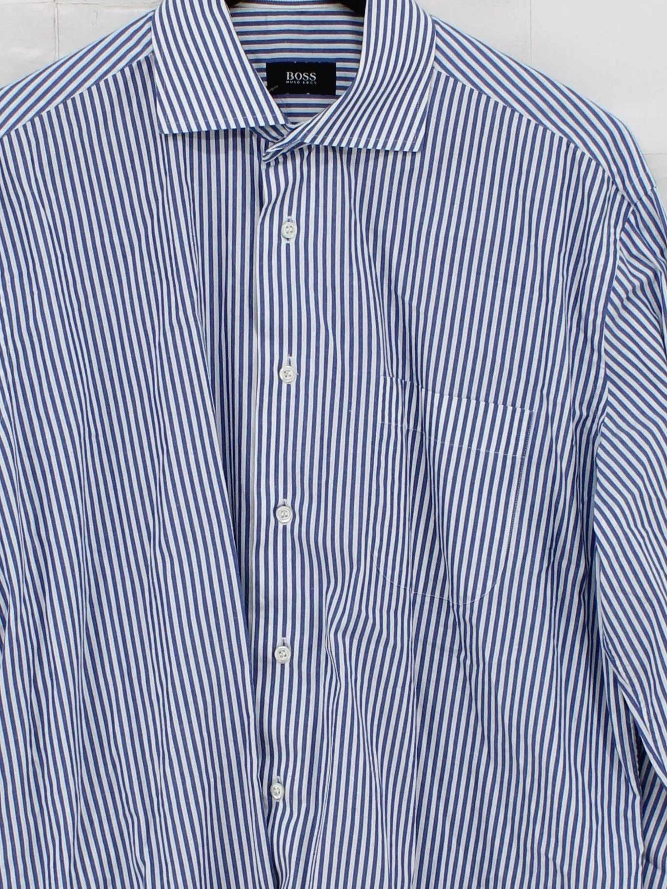 Hugo Boss Men's Shirt Chest: 41 in Blue Striped 100% Cotton Basic - Image 3