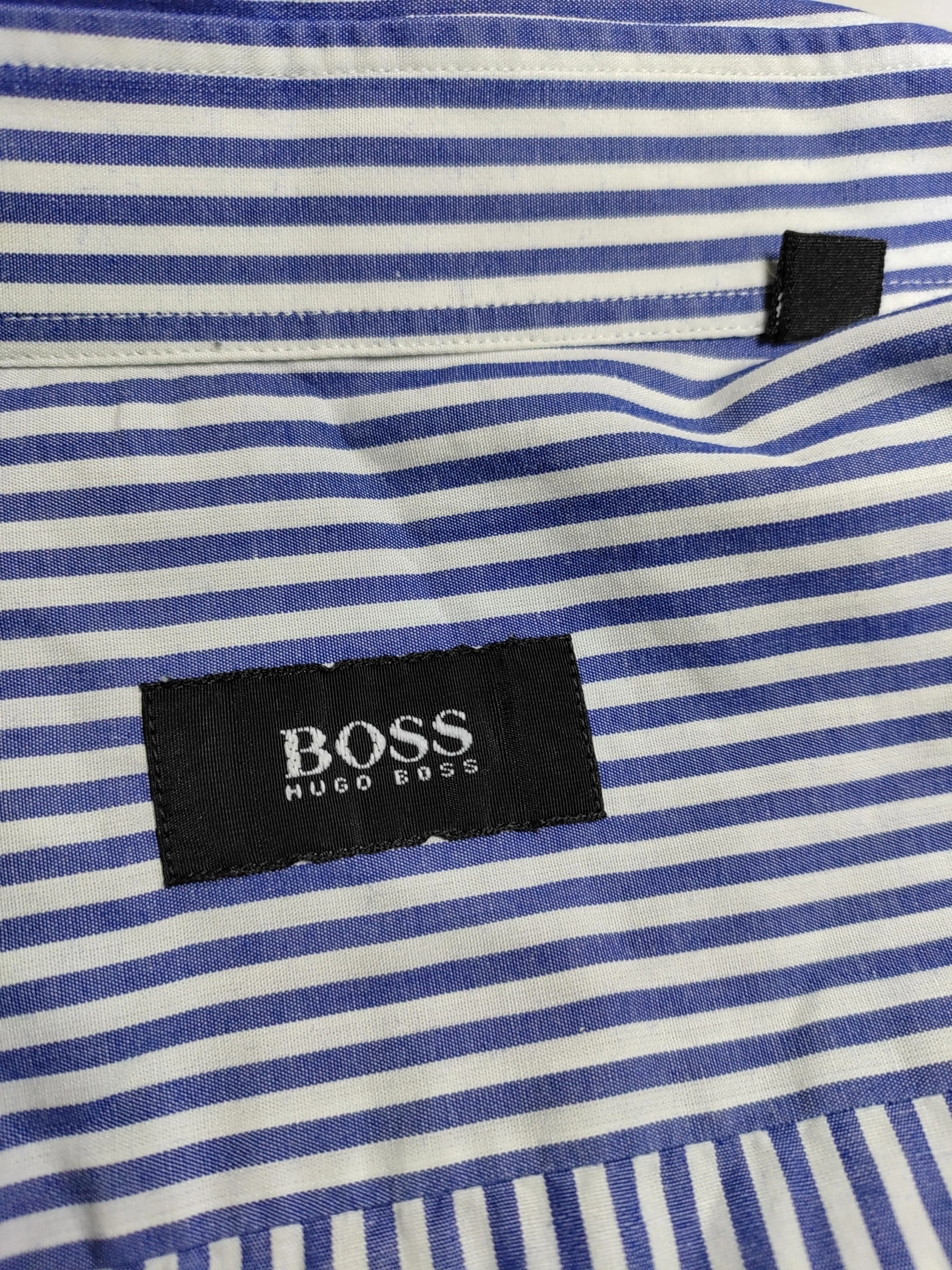 Hugo Boss Men's Shirt Chest: 41 in Blue Striped 100% Cotton Basic - Image 5