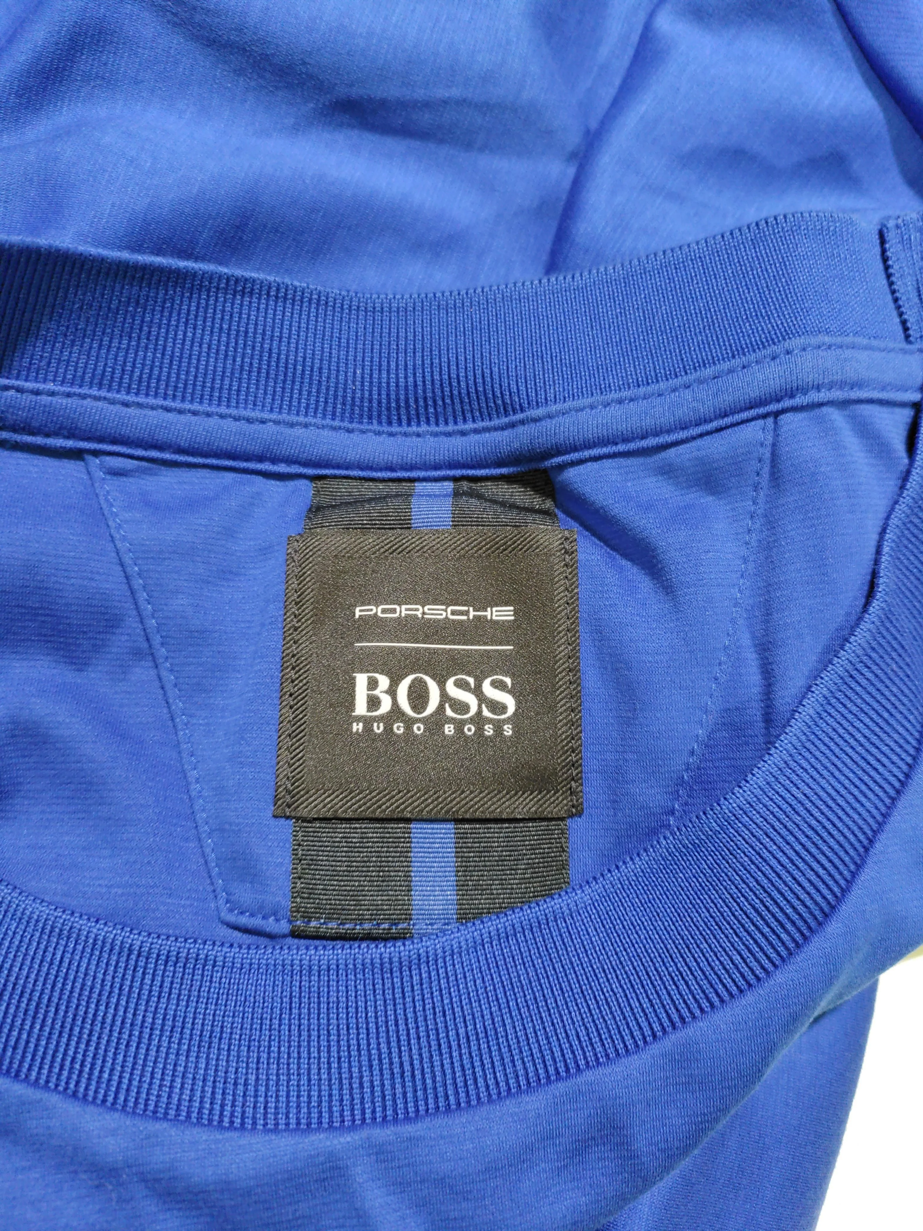 Hugo Boss Men's T-Shirt L Blue Graphic Cotton with Elastane Basic - Image 5