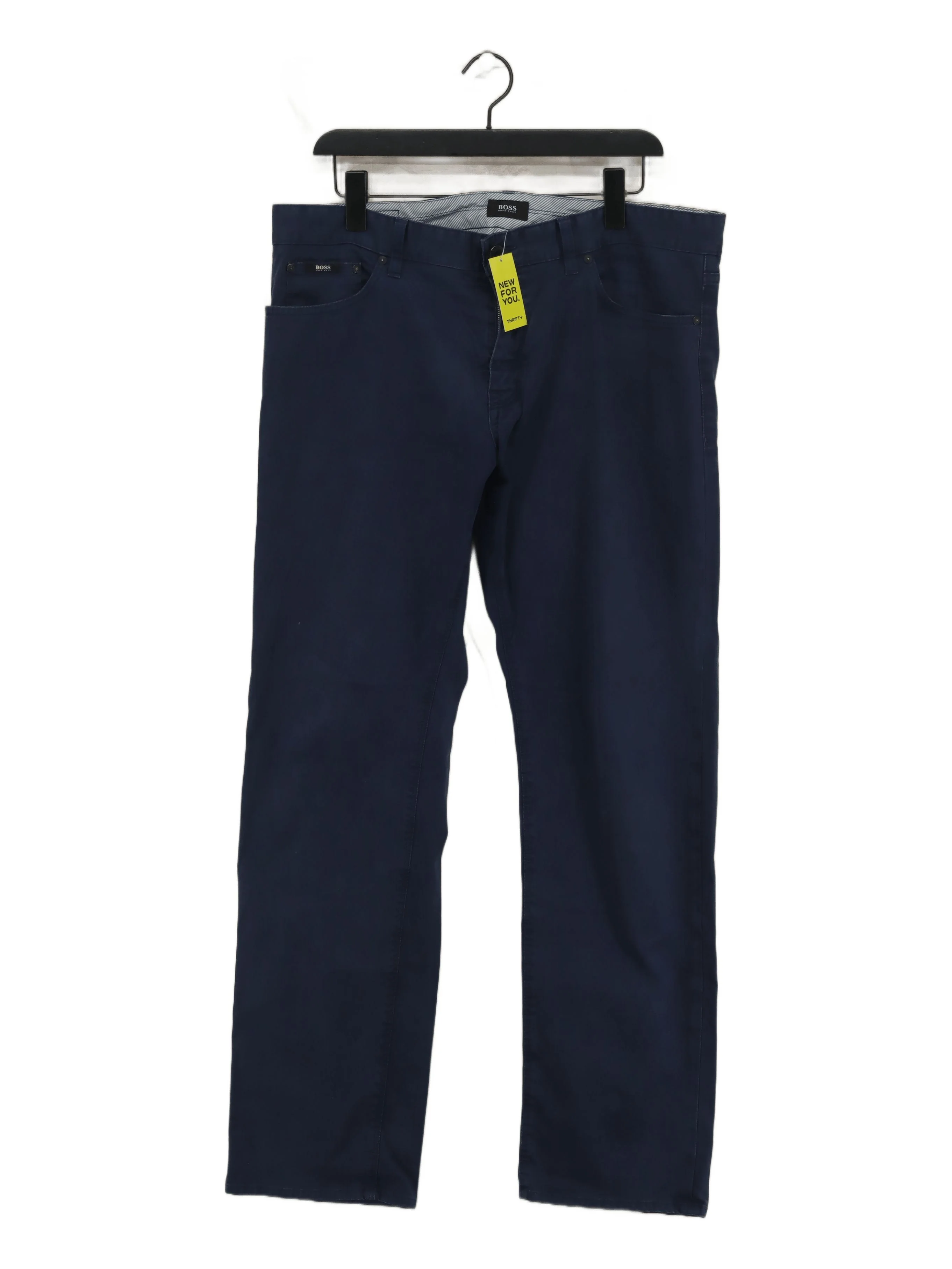 Hugo Boss Men's Trousers W 36 in Blue Cotton with Elastane Straight Chino