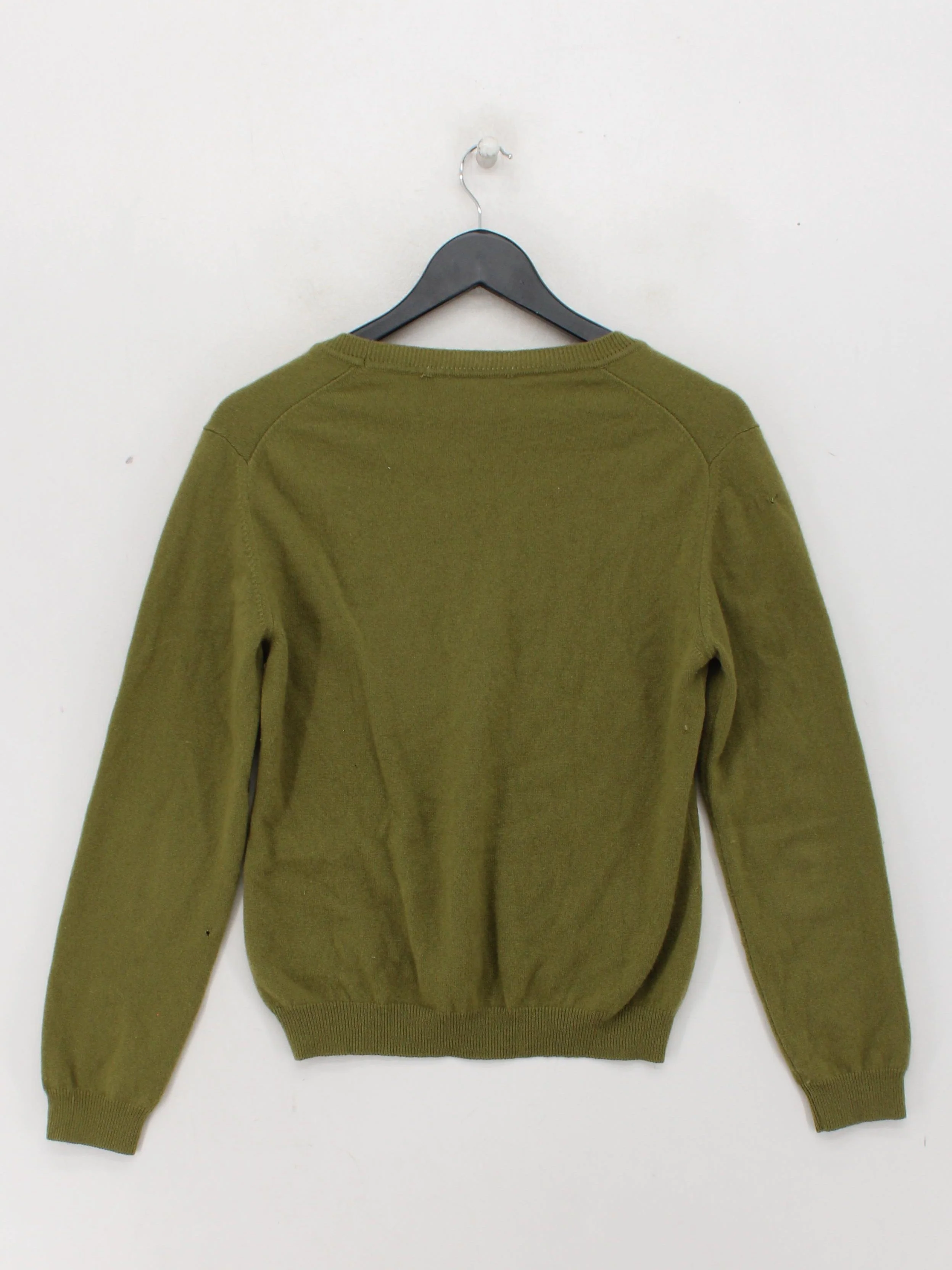 Hugo Boss Women's Jumper S Green 100% Cashmere V-Neck Pullover - Image 2