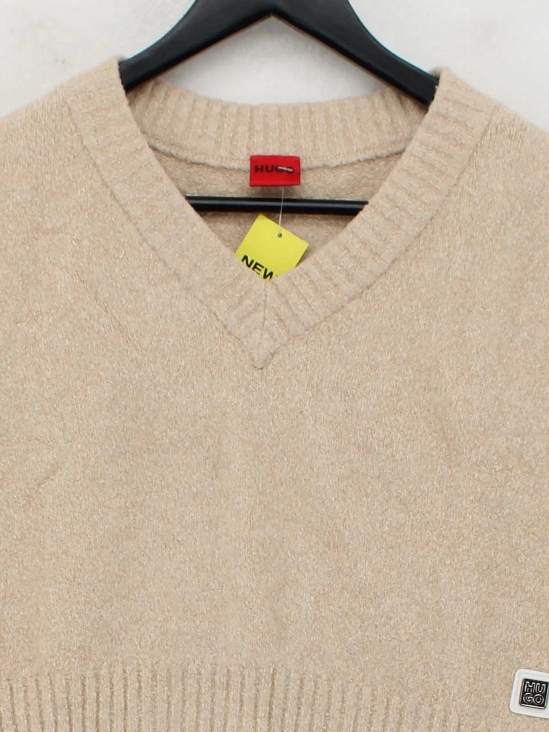 Hugo Boss Women's Jumper XS Tan Cotton with Polyamide, Elastane V-Neck Vest - Image 3