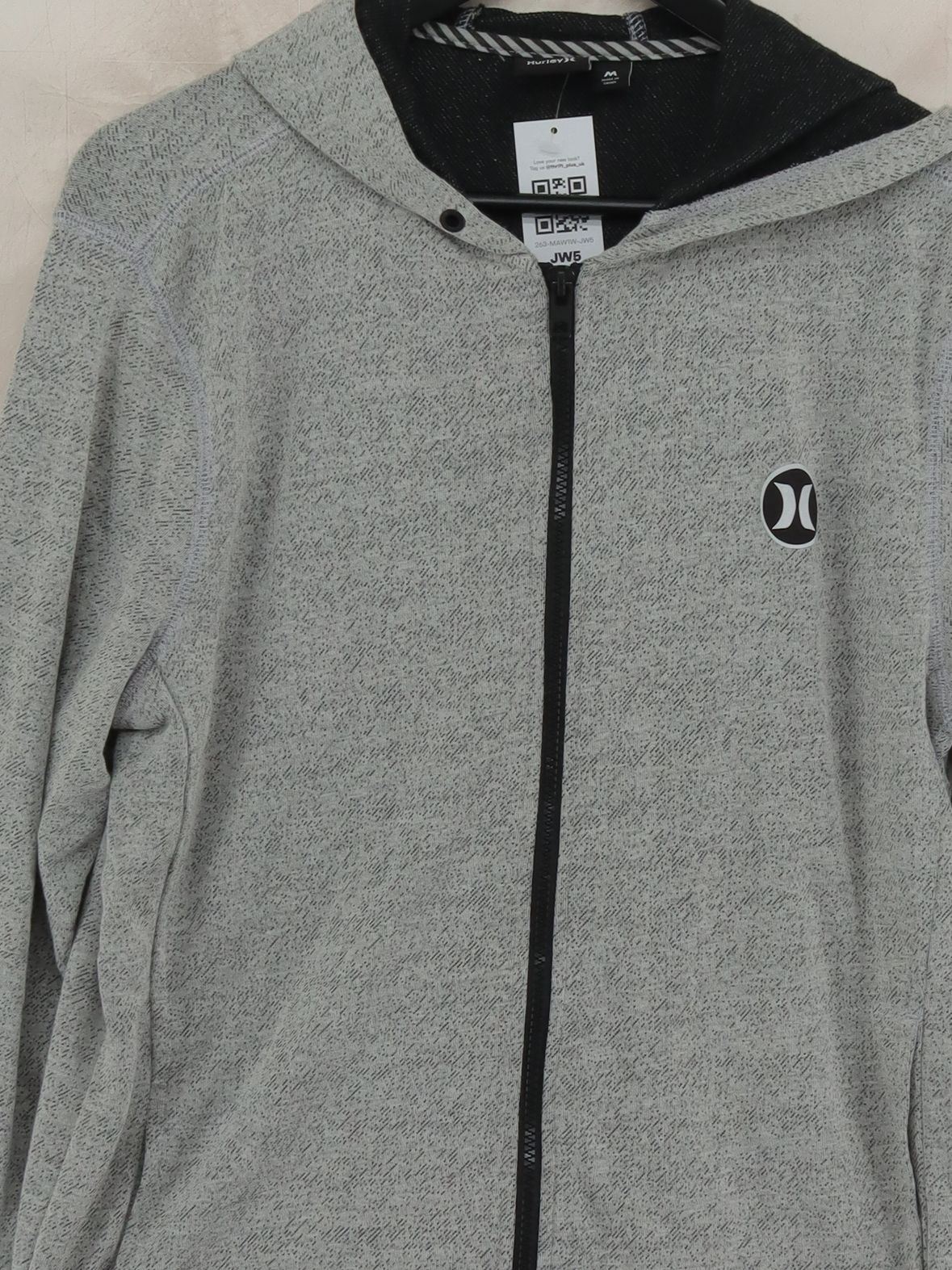 Hurley Men's Hoodie M Grey Polyester with Cotton Pullover - Image 3
