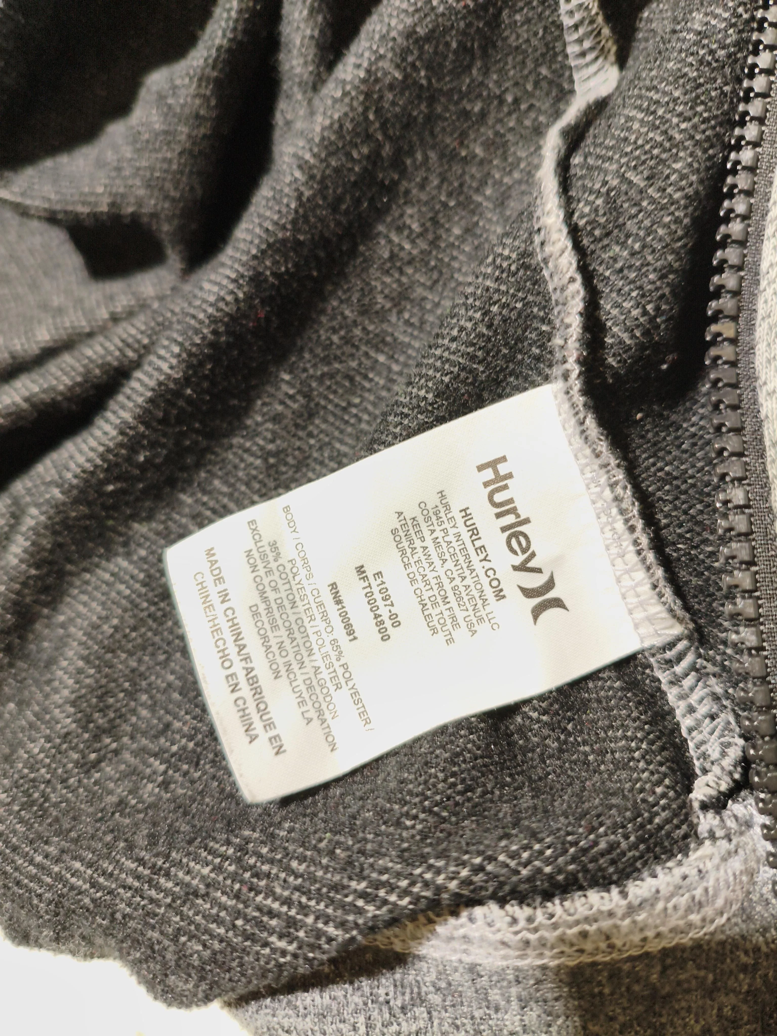 Hurley Men's Hoodie M Grey Polyester with Cotton Pullover - Image 6