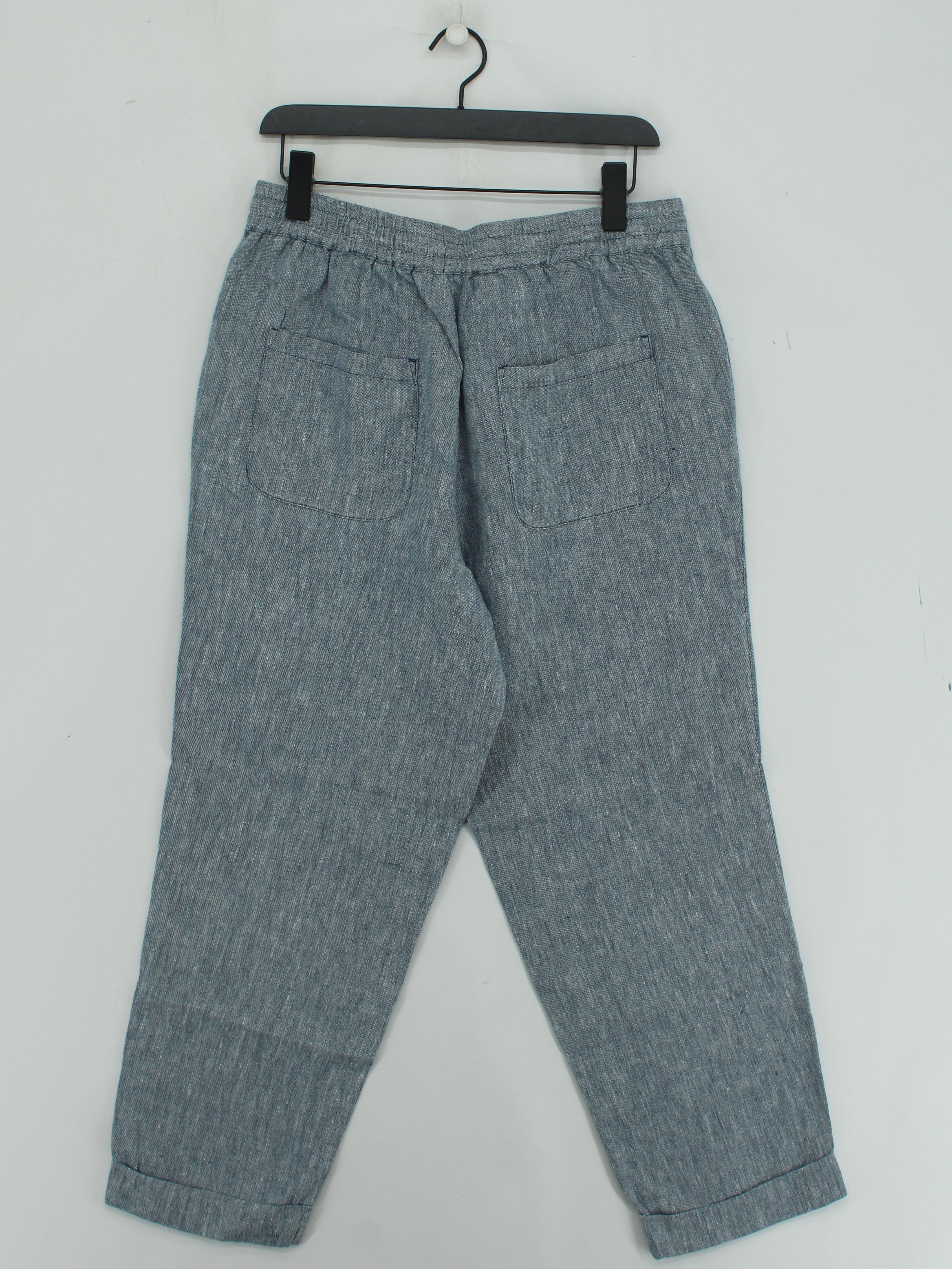 Hush Men's Trousers W 33 in Blue 100% Linen Tapered Chino - Image 2