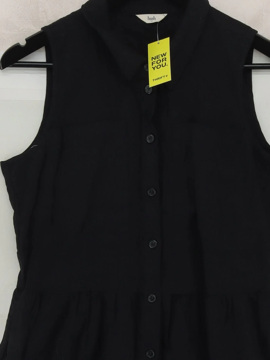 Hush Shirt Midi Dress UK10 in Black - Image 3