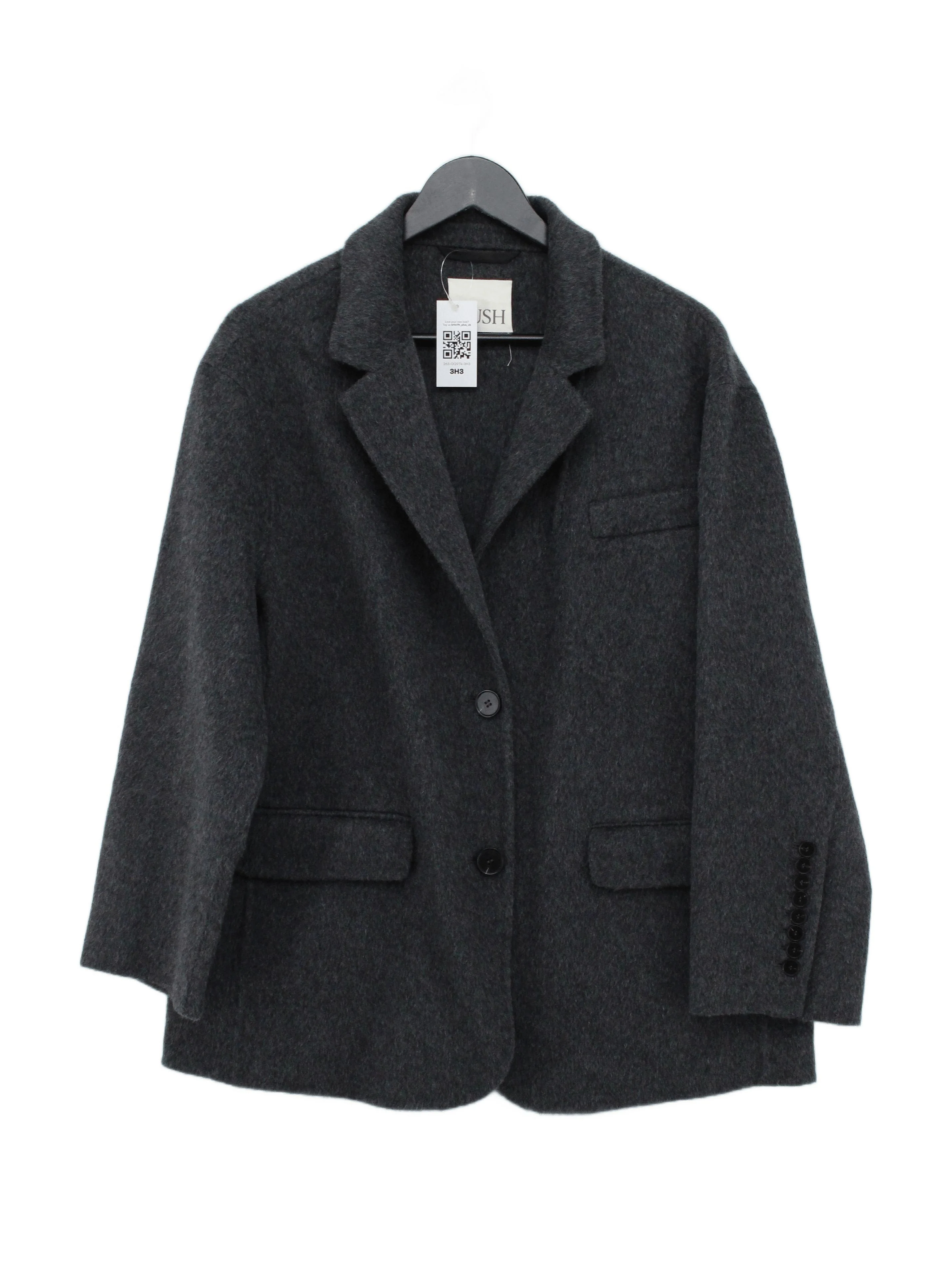 Hush Women's Blazer XL Grey 100% Wool Overcoat