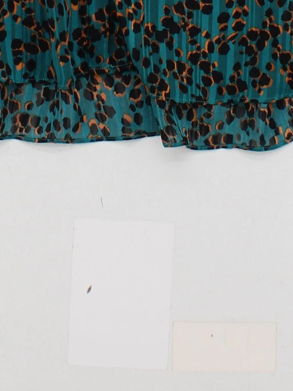 Hush Women's Blouse S Green Animal Print 100% Polyester Long Sleeve V-Neck Basic - Image 4