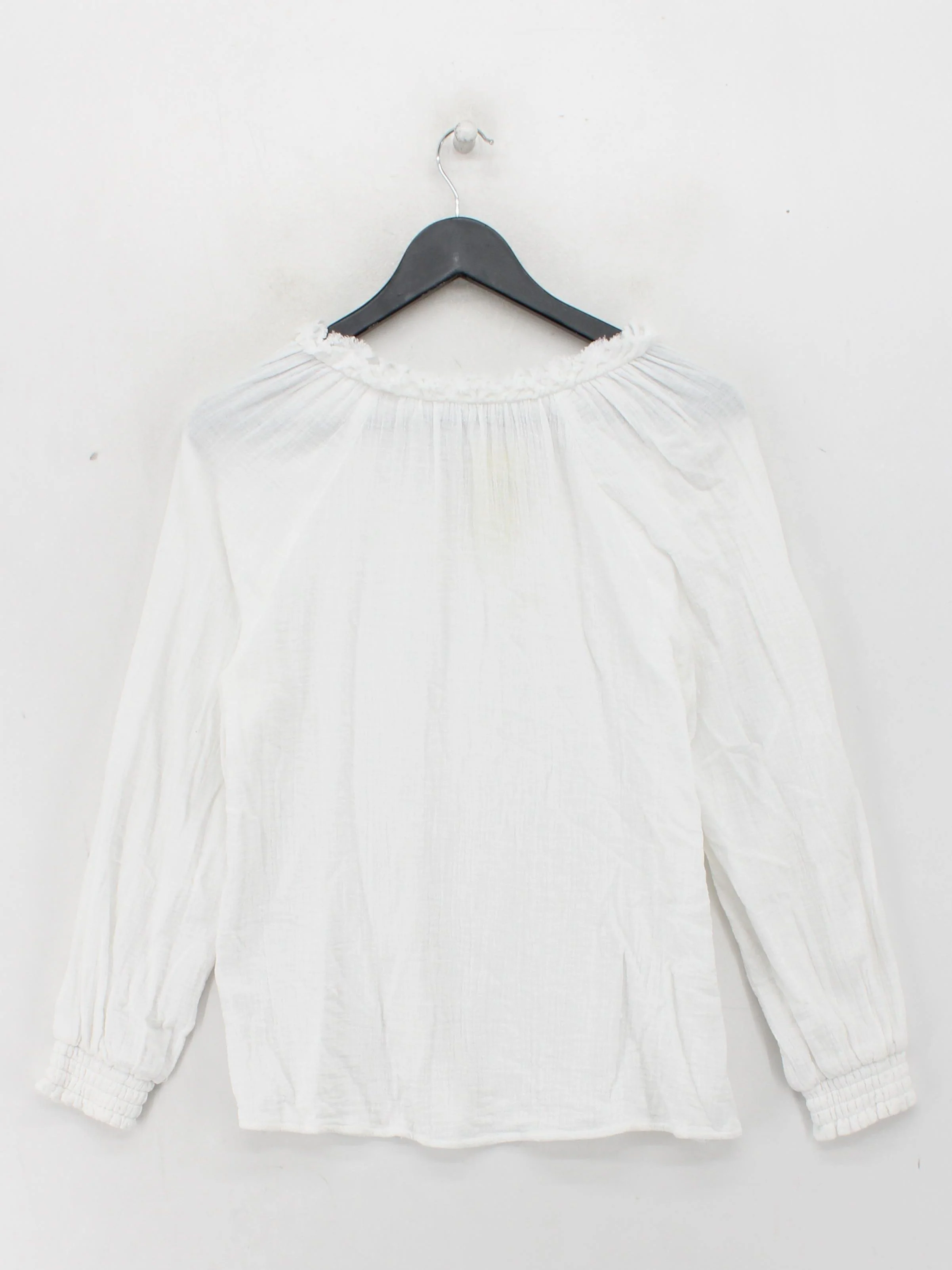 Hush Women's Blouse UK 10 White 100% Cotton Long Sleeve V-Neck Basic - Image 2