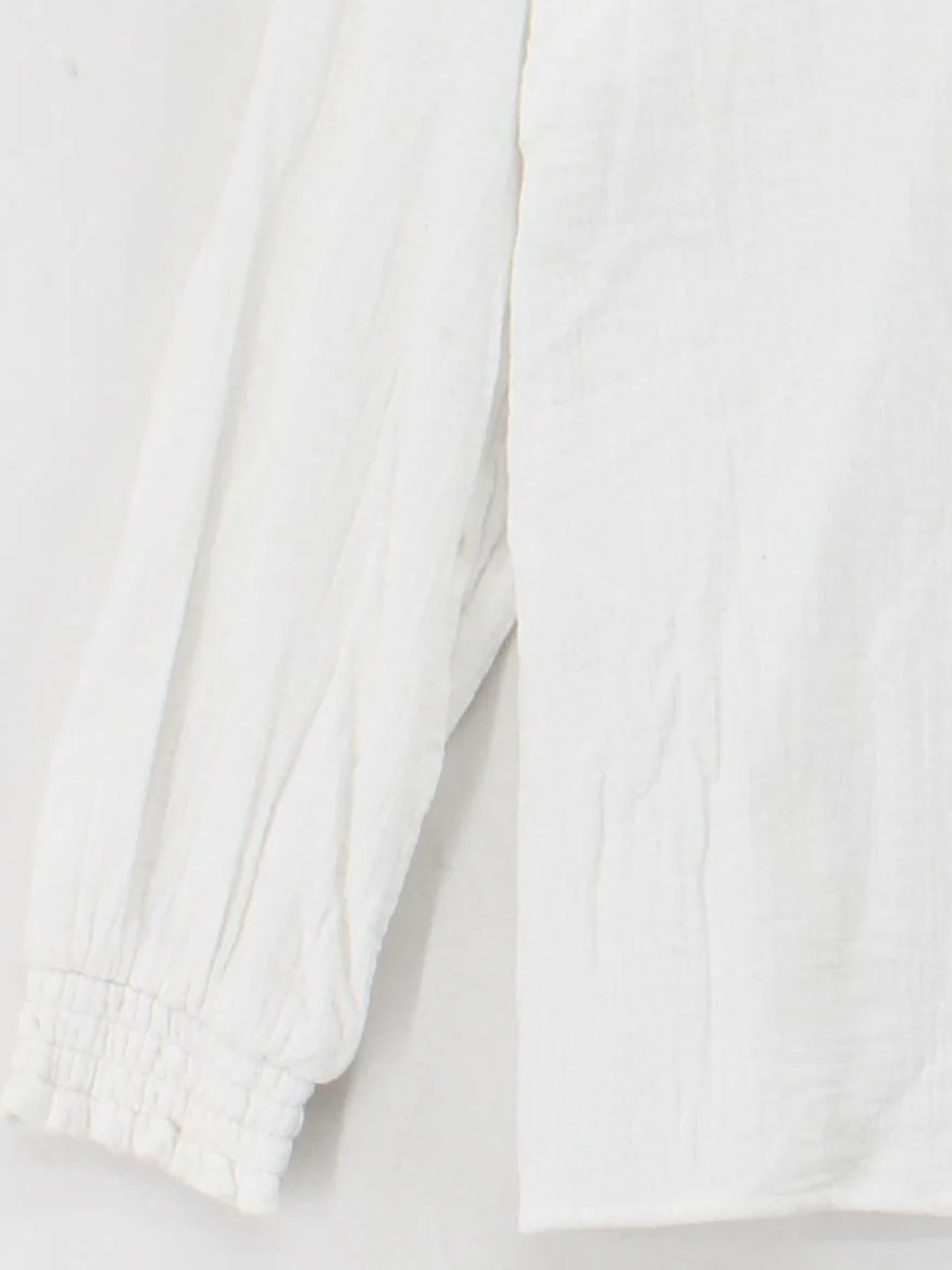 Hush Women's Blouse UK 10 White 100% Cotton Long Sleeve V-Neck Basic - Image 4