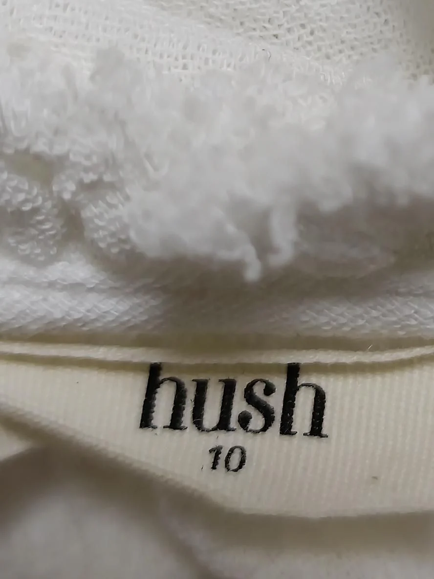 Hush Women's Blouse UK 10 White 100% Cotton Long Sleeve V-Neck Basic - Image 6