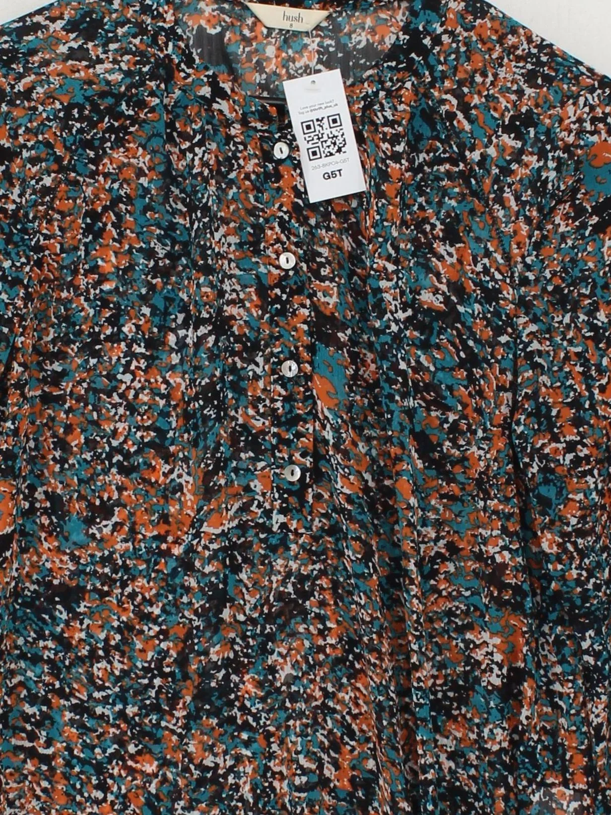 Hush Women's Blouse UK 8 Multi 100% Polyester Long Sleeve Collared Basic - Image 3