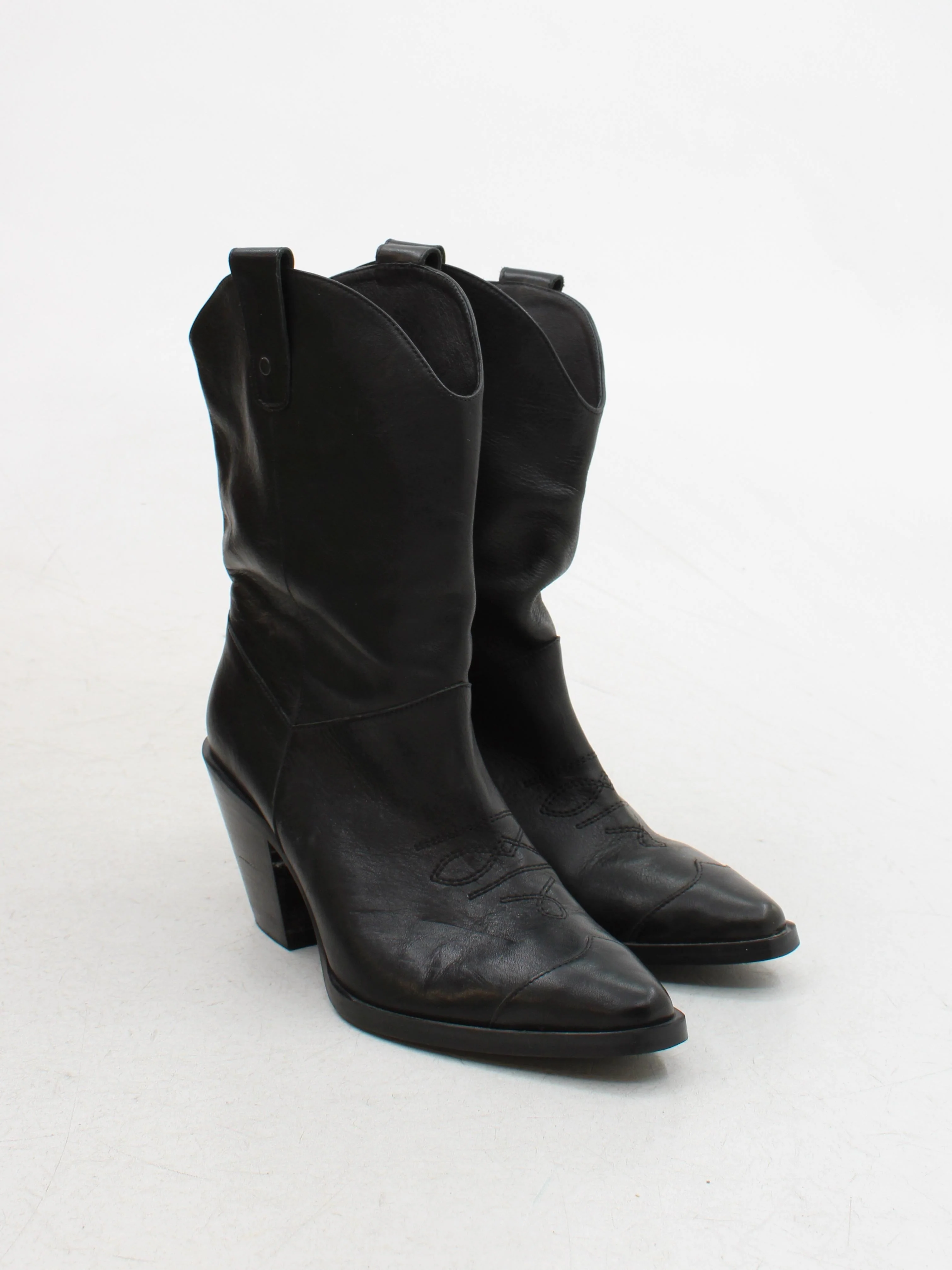 Hush Women's Boots UK 6 Black 100% Leather Cowboy - Image 4