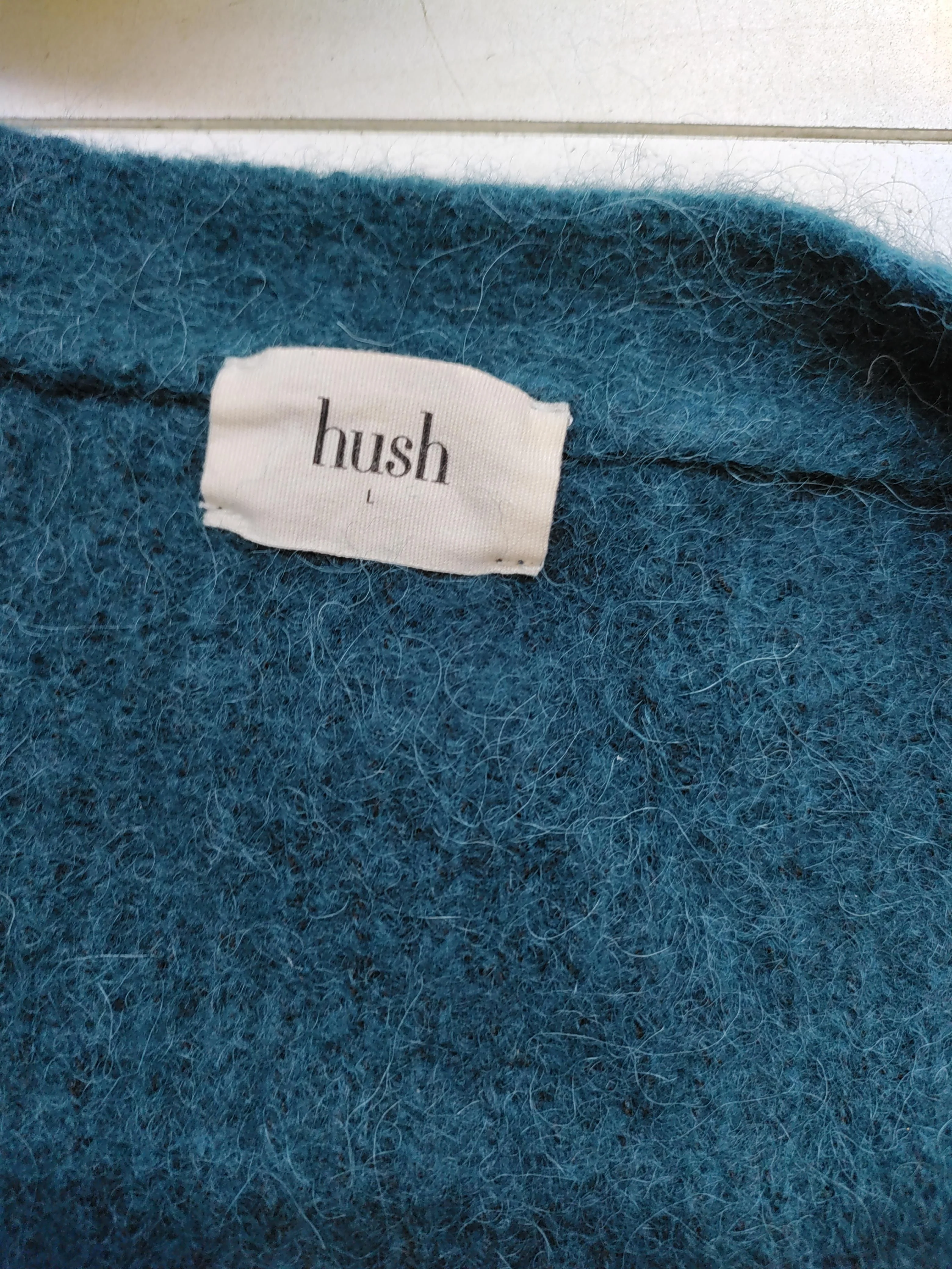 Hush Women's Cardigan L Green Wool with Polyester, Angora V-Neck Cardigan - Image 5