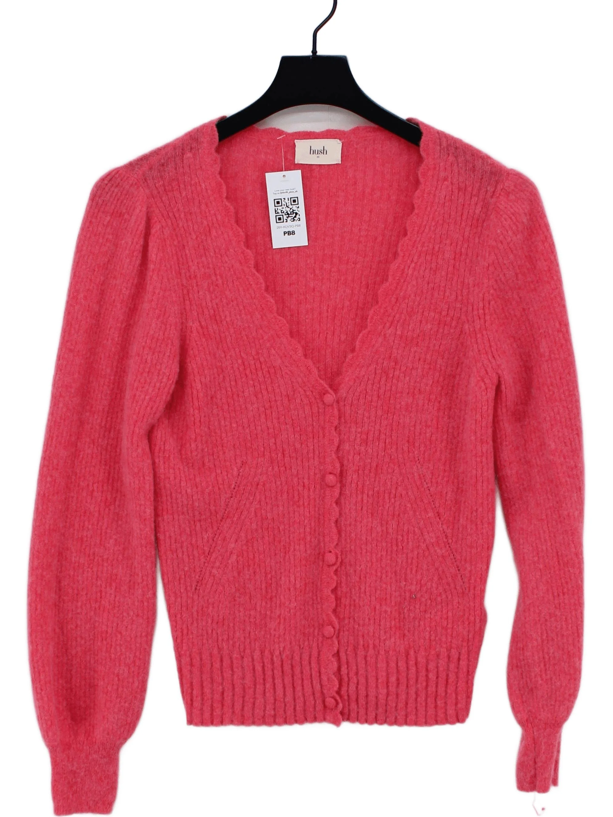 Hush Women's Cardigan XS Pink Polyamide with Wool, Angora V-Neck Cardigan