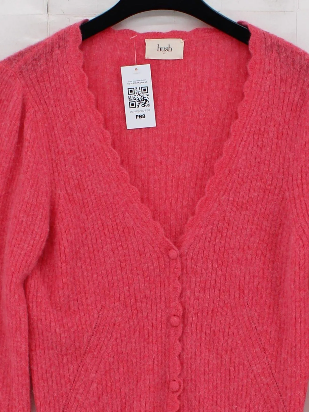 Hush Women's Cardigan XS Pink Polyamide with Wool, Angora V-Neck Cardigan - Image 3