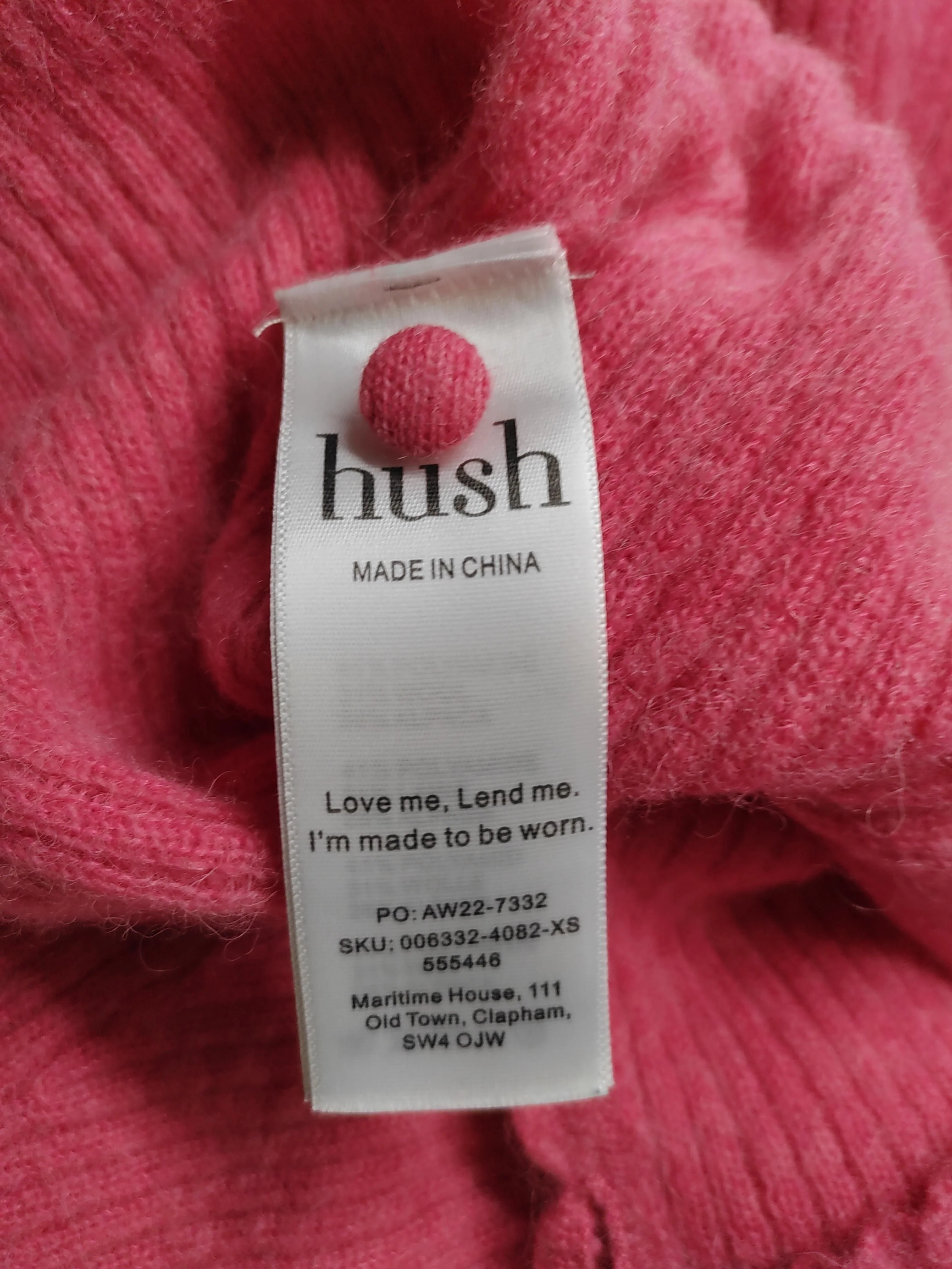 Hush Women's Cardigan XS Pink Polyamide with Wool, Angora V-Neck Cardigan - Image 5
