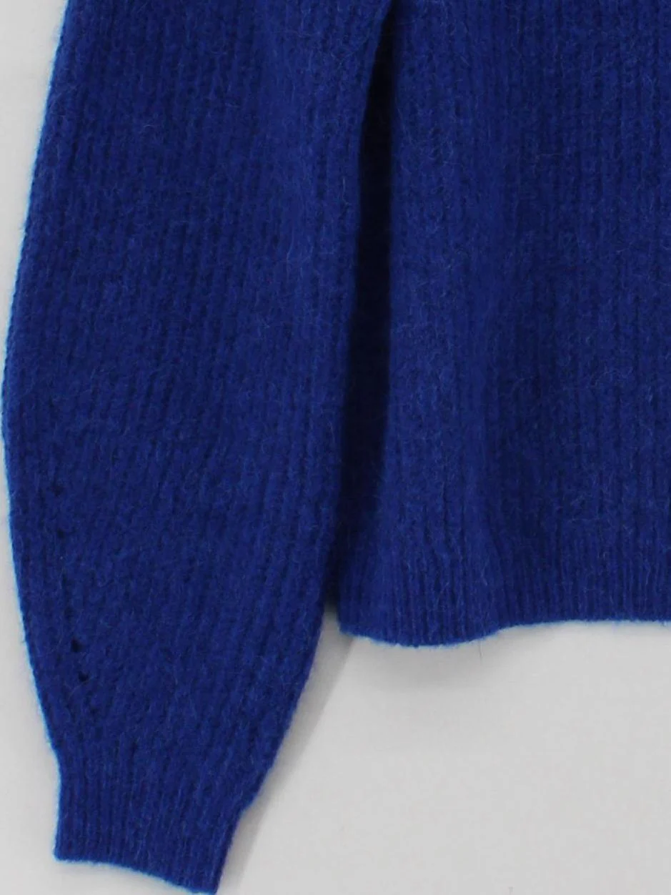 Hush Women's Cardigan XXS Blue Wool with Polyester, Angora Round Neck Cardigan - Image 4