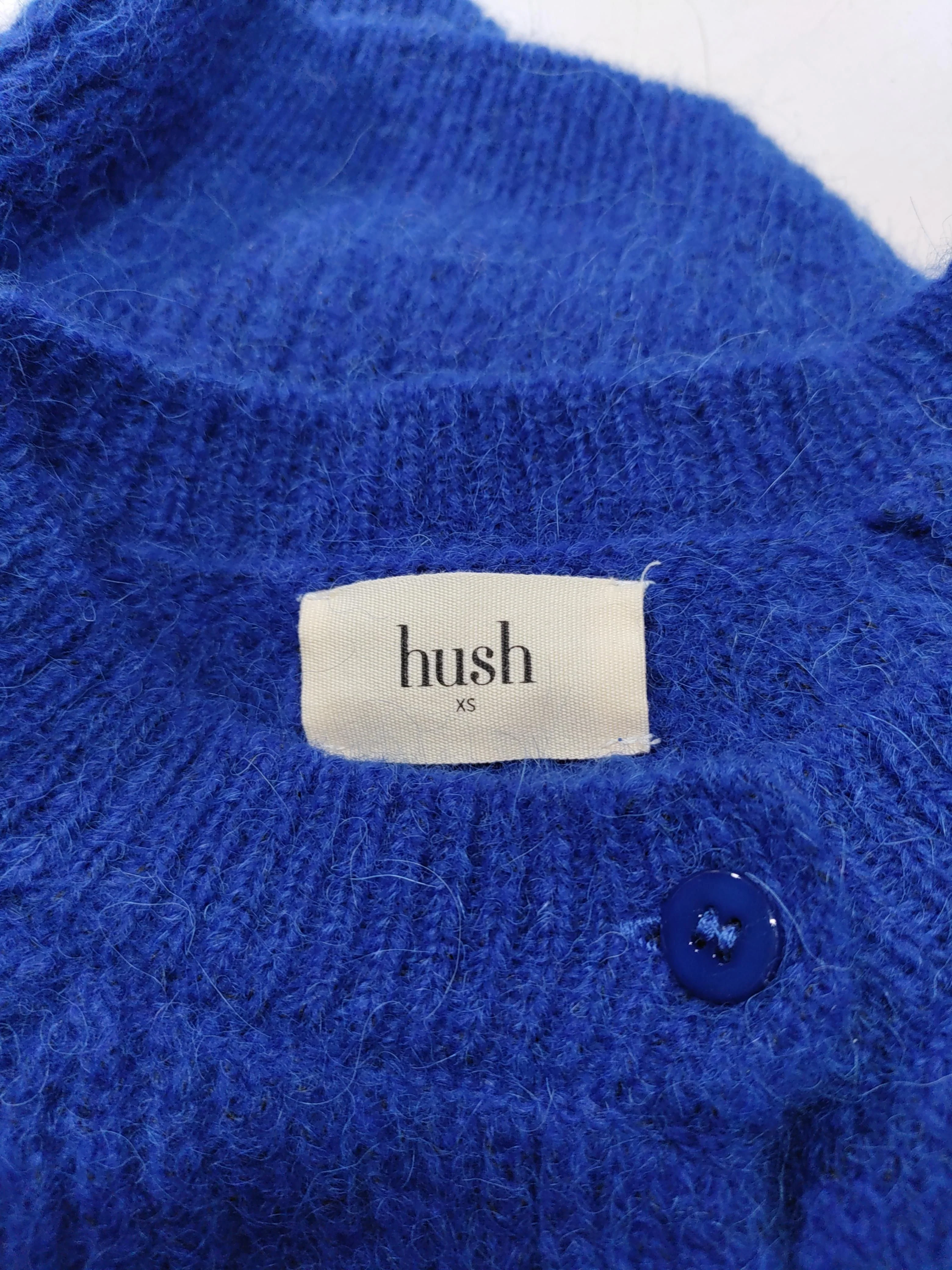 Hush Women's Cardigan XXS Blue Wool with Polyester, Angora Round Neck Cardigan - Image 5