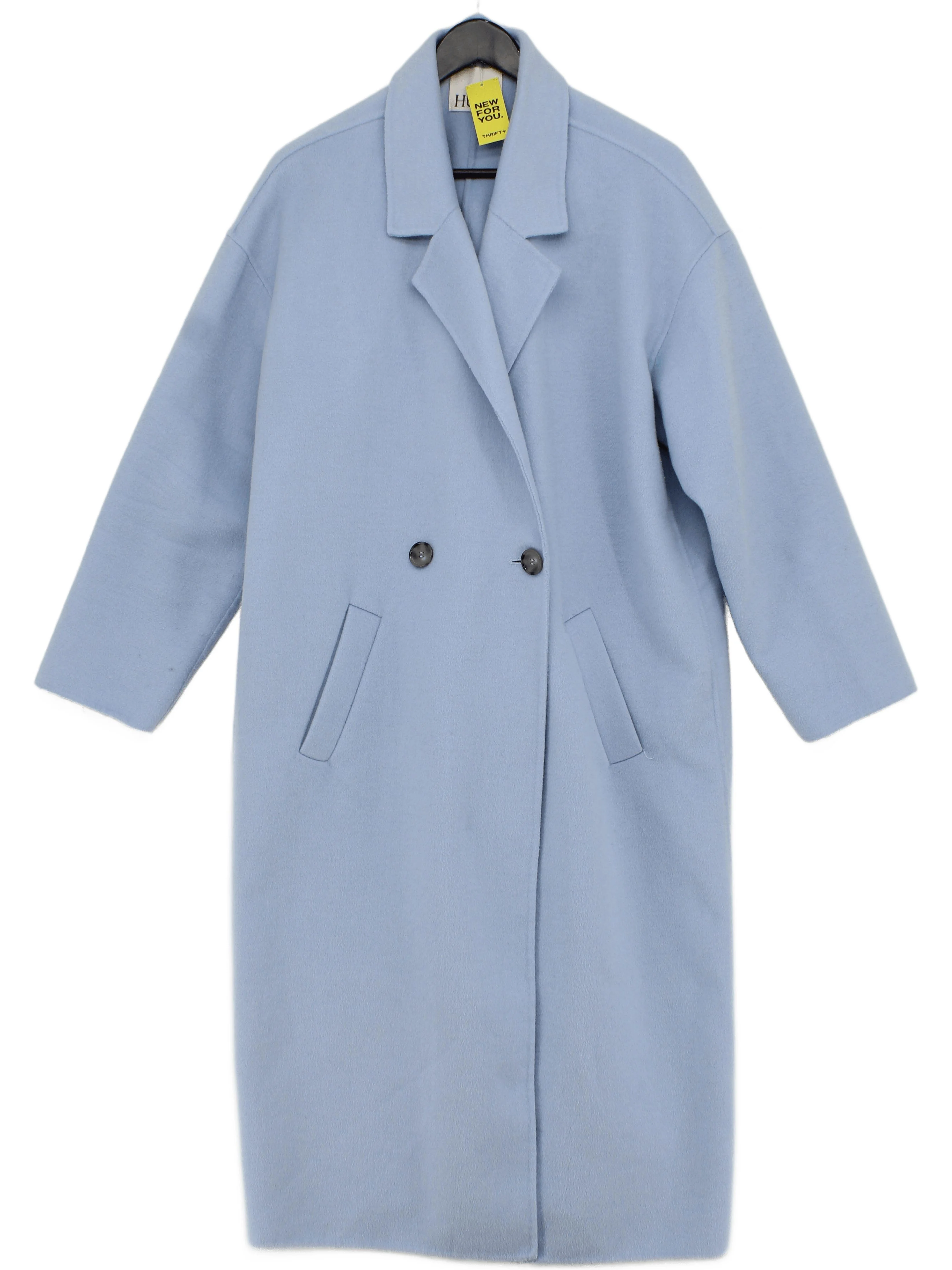 Hush Women's Coat XXL Blue Wool with Polyester Overcoat