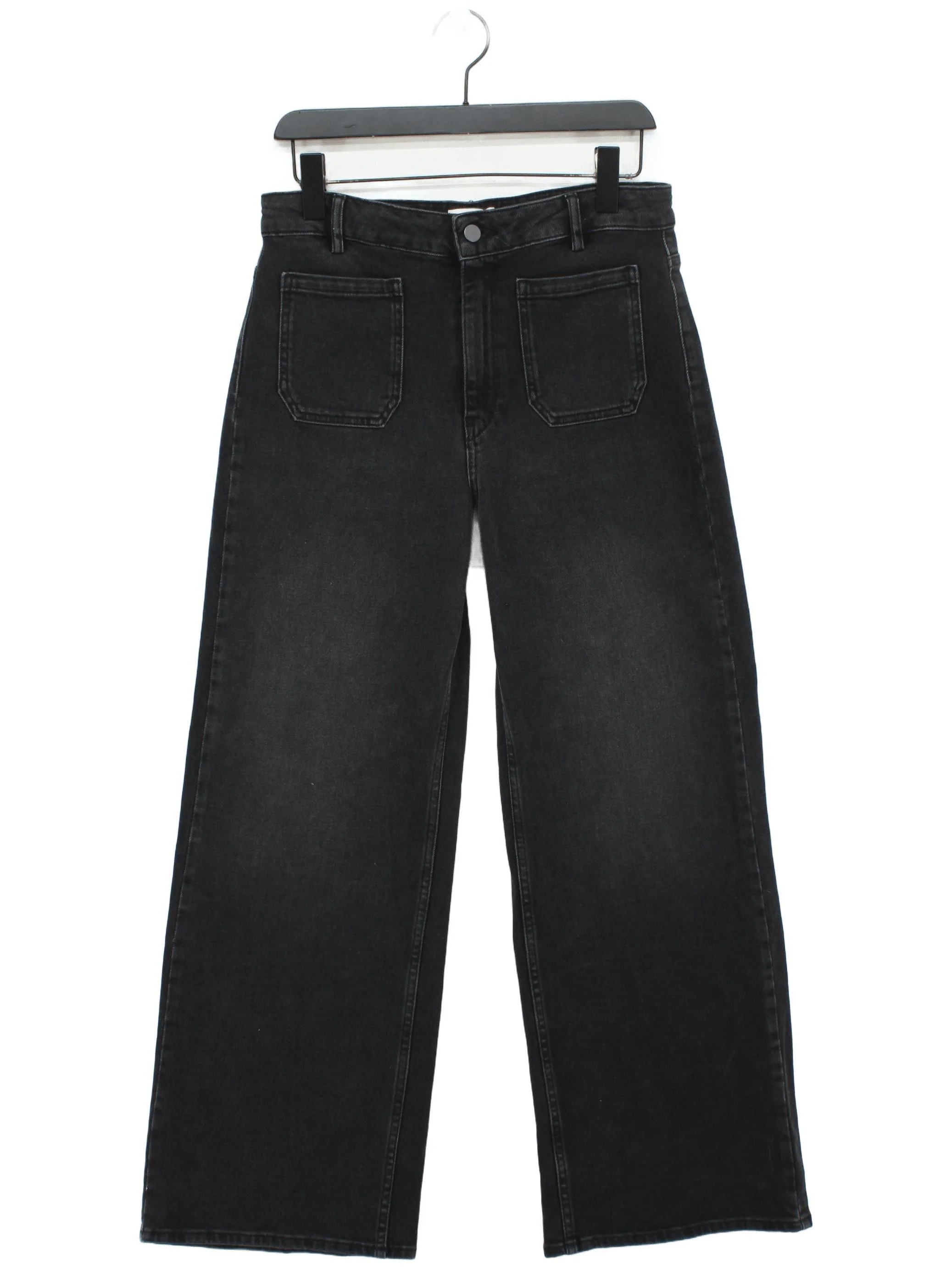 Hush Women's Jeans W 32 in Black Cotton with Elastane Wide-Leg
