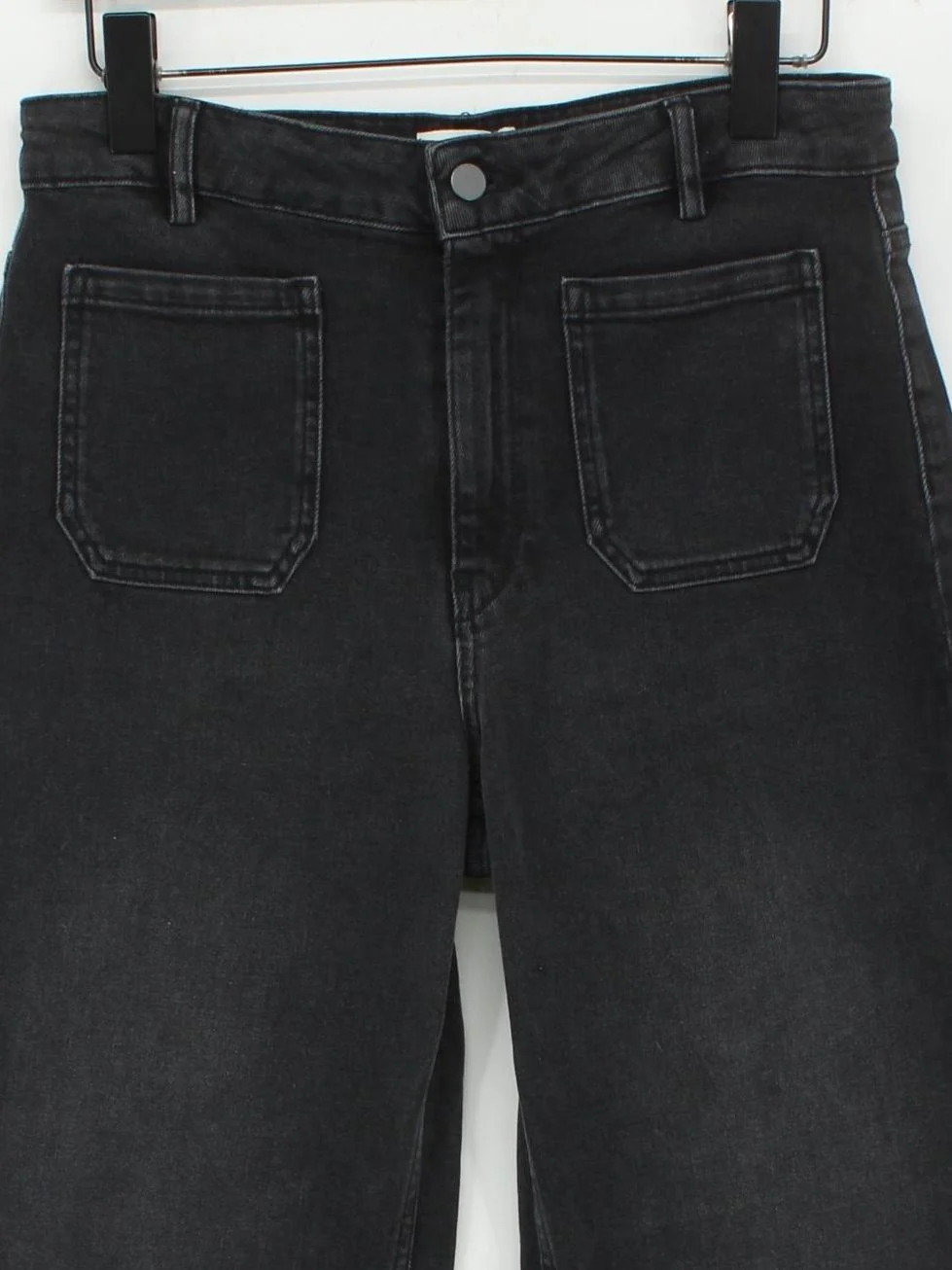 Hush Women's Jeans W 32 in Black Cotton with Elastane Wide-Leg - Image 3