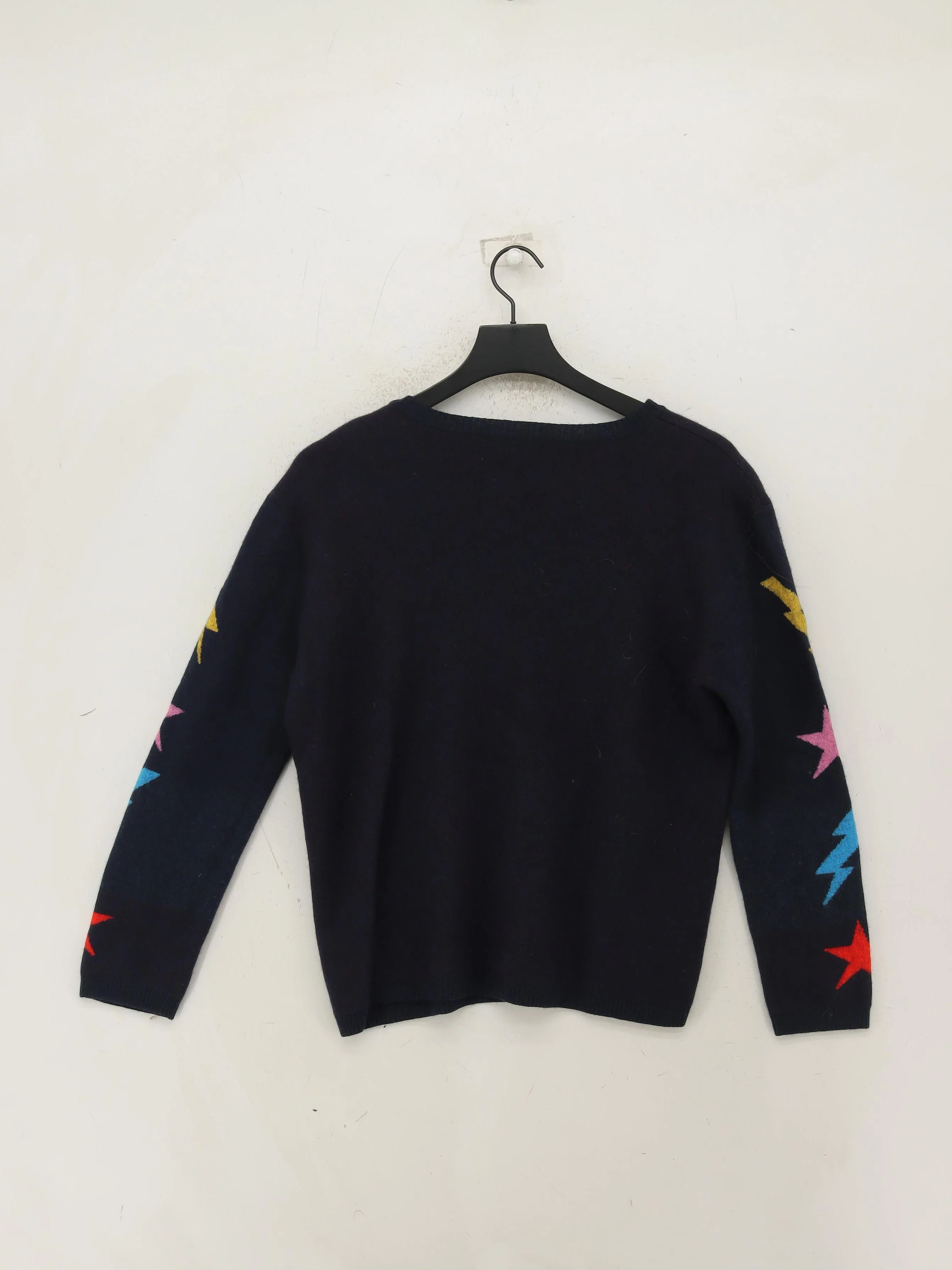 Hush Women's Jumper L Blue Graphic Wool with Cotton Crew Neck Pullover - Image 2