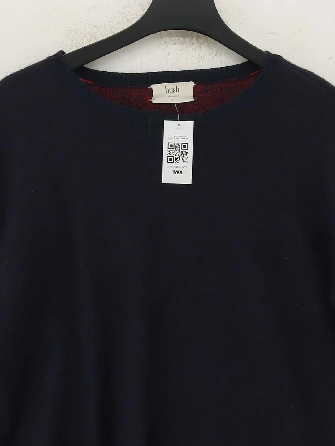 Hush Women's Jumper L Blue Graphic Wool with Cotton Crew Neck Pullover - Image 3