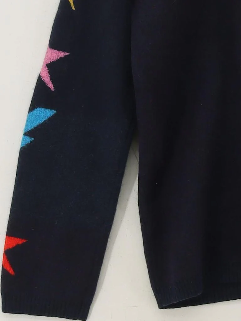 Hush Women's Jumper L Blue Graphic Wool with Cotton Crew Neck Pullover - Image 4