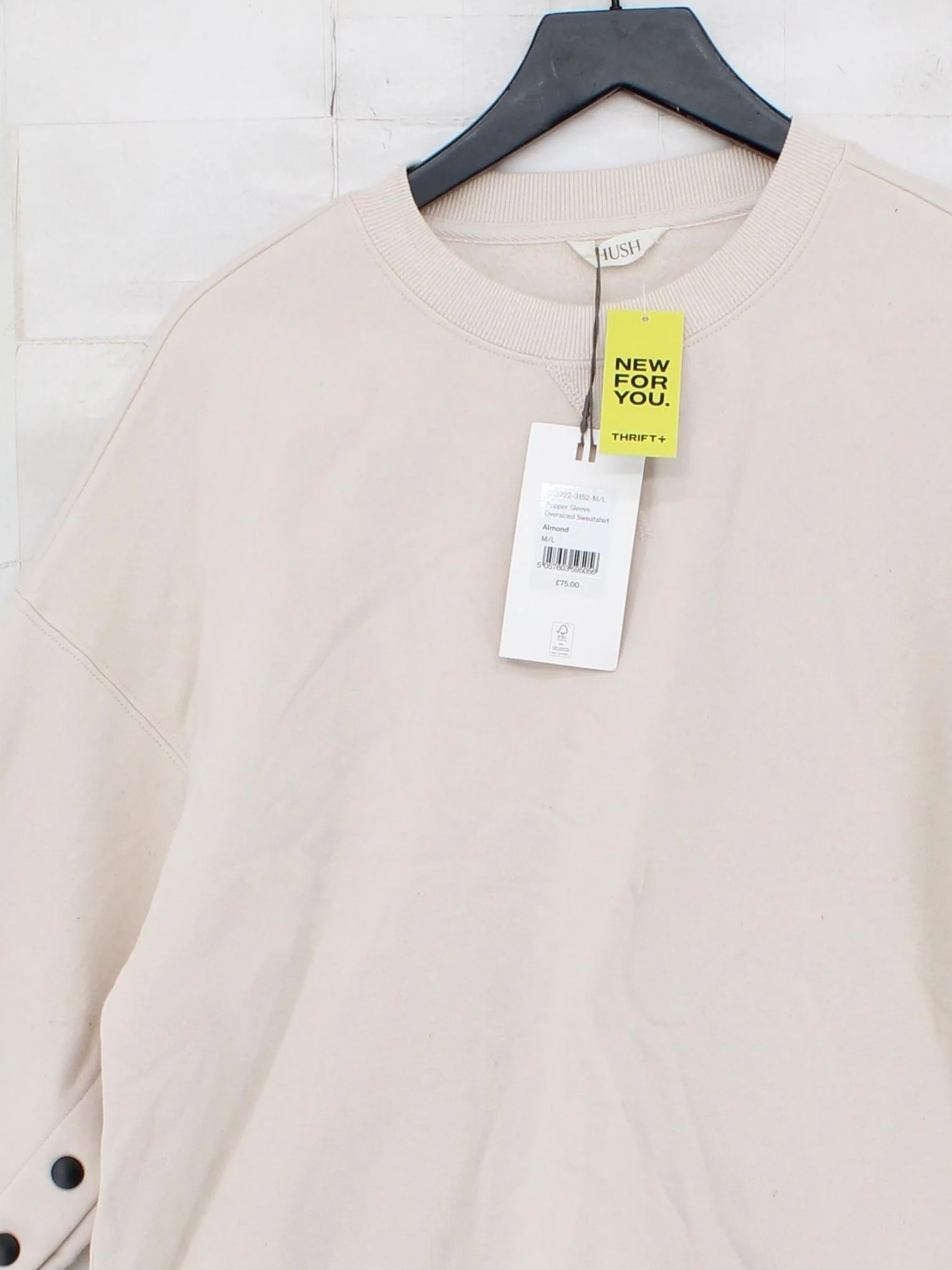 Hush Women's Jumper L Cream 100% Cotton Round Neck Pullover New with tags - Image 3
