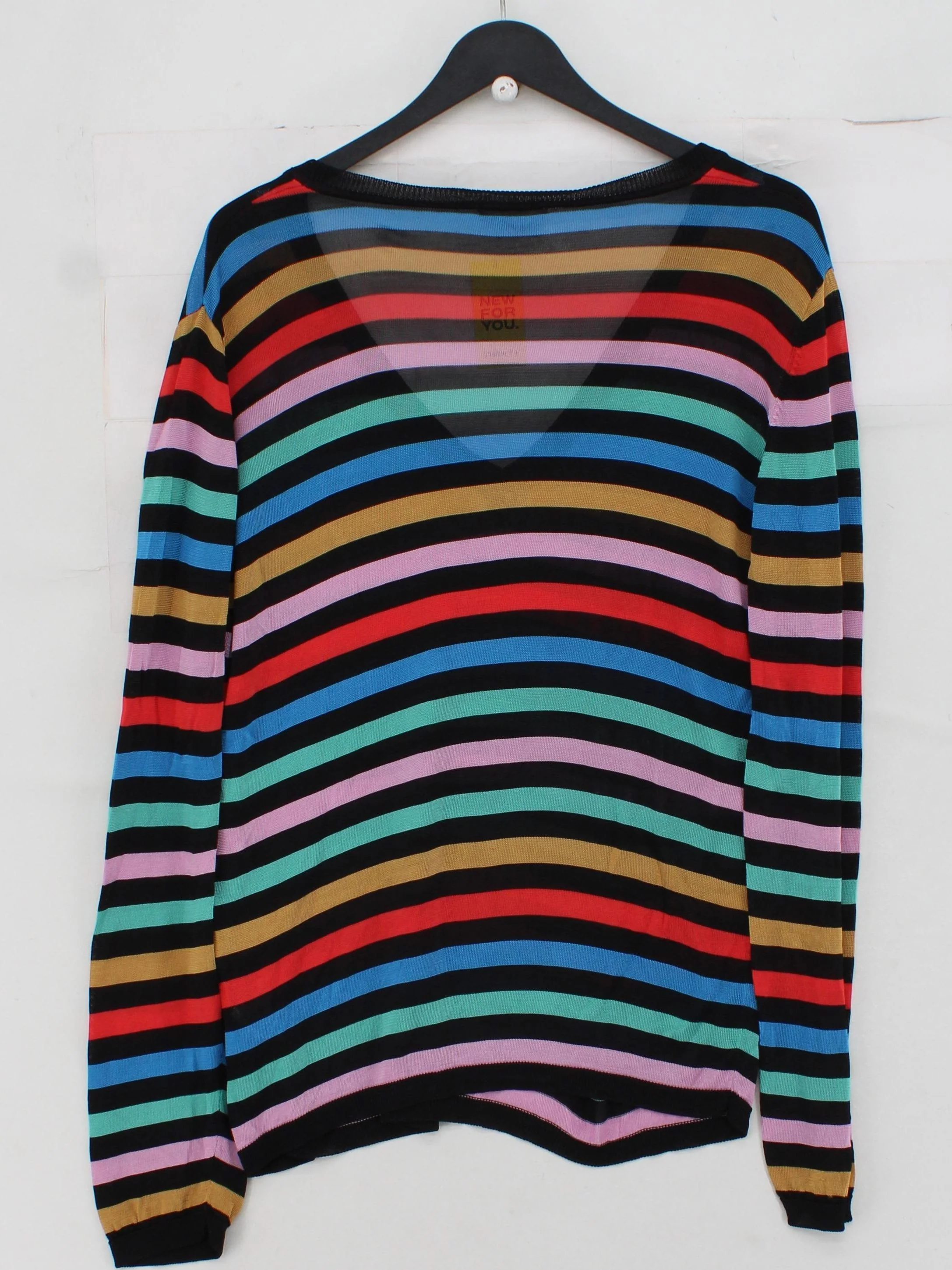 Hush Women's Jumper L Multi Striped 100% Viscose V-Neck Pullover - Image 2