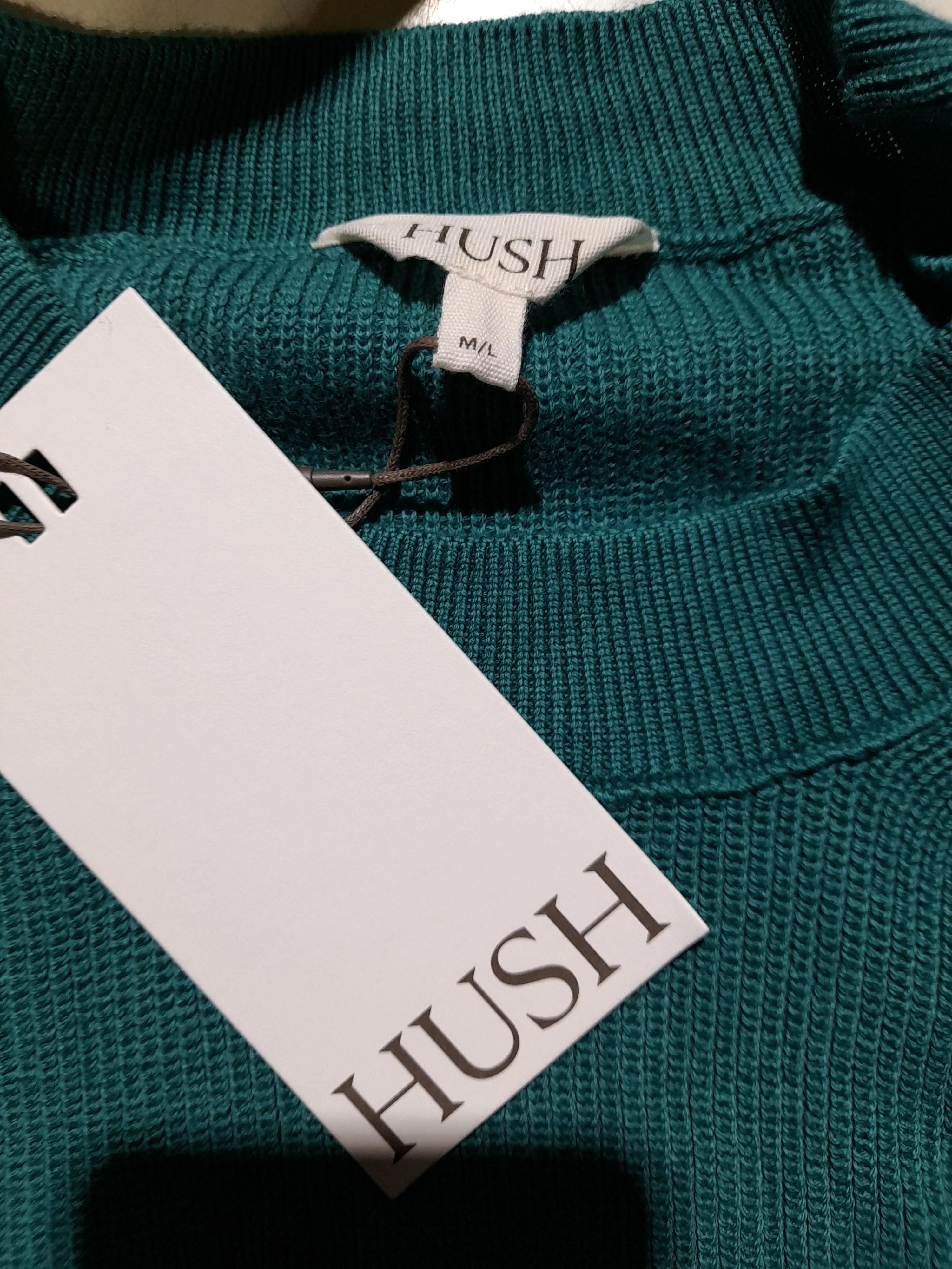 Hush Women's Jumper M Green 100% Cotton Crew Neck Pullover New with tags - Image 5