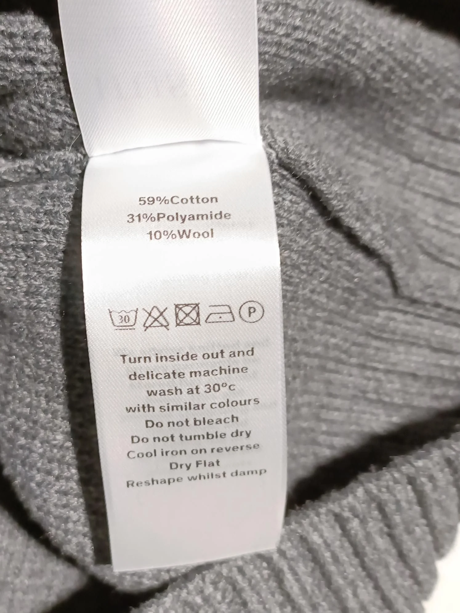 Hush Women's Jumper M Grey Cotton with Polyamide, Wool Crew Neck Pullover - Image 6