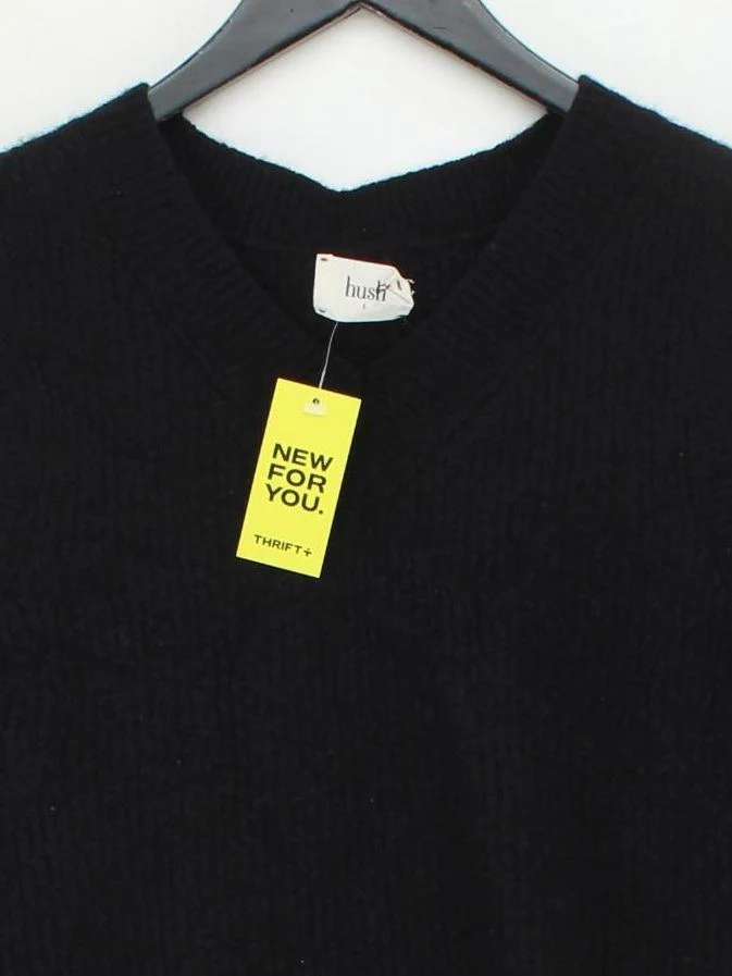 Hush Women's Jumper S Black Wool with Acrylic, Polyamide, Elastane V-Neck Vest - Image 3