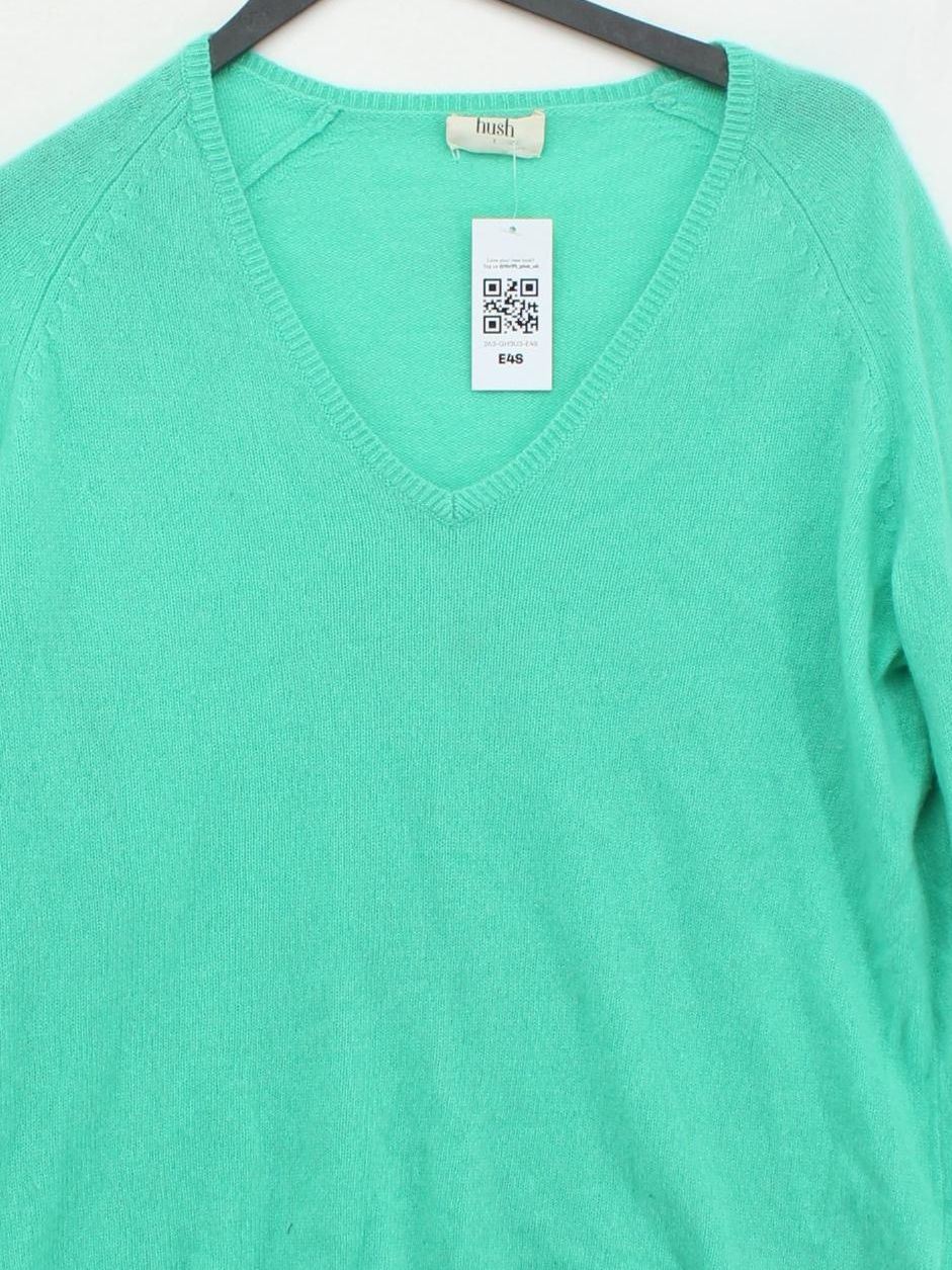 Hush Women's Jumper S Green Cashmere with Polyamide, Elastane V-Neck Pullover - Image 3