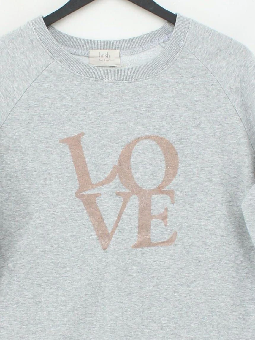 Hush Women's Jumper S Grey Graphic Cotton with Polyester Crew Neck Pullover - Image 3