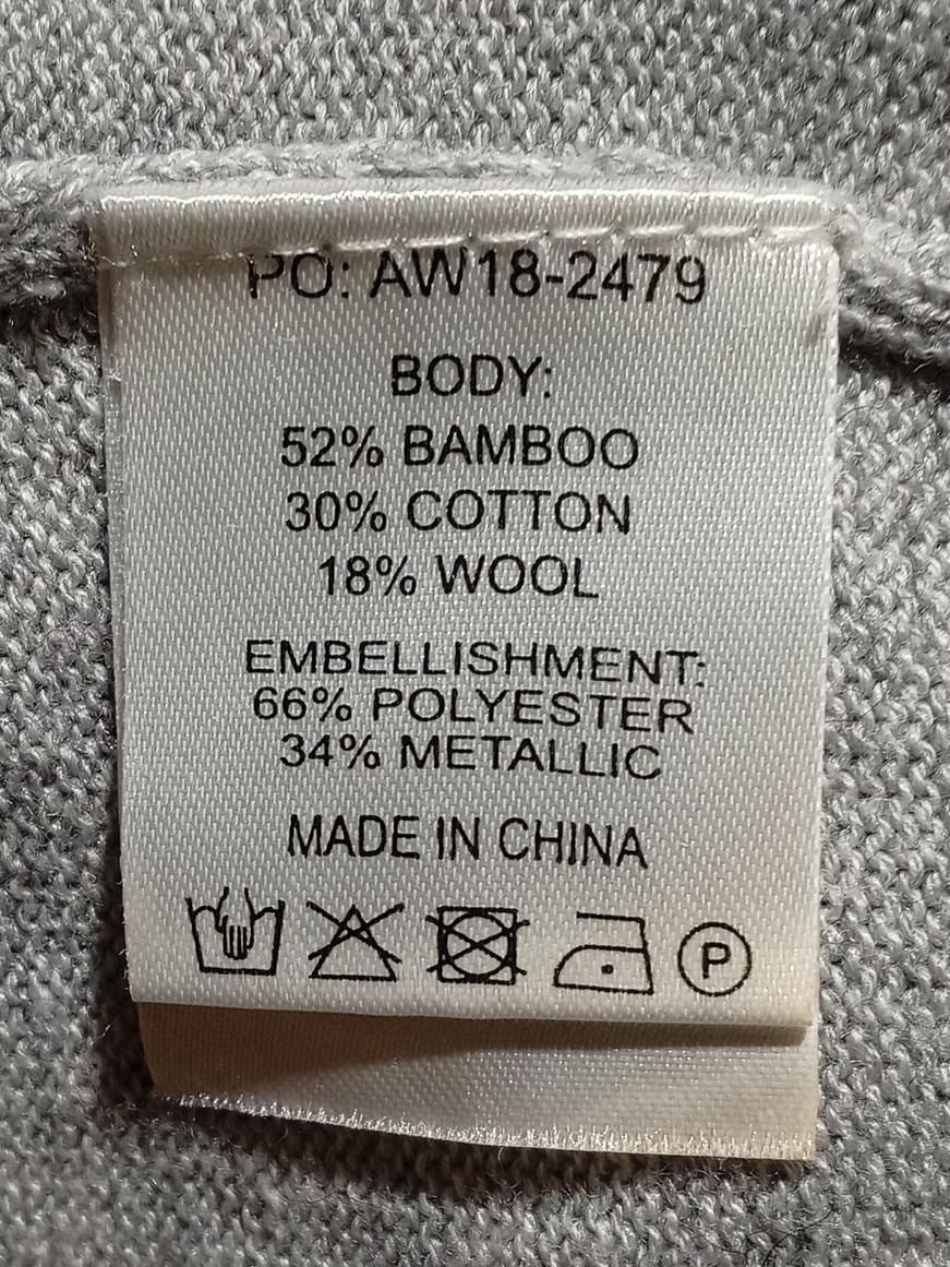Hush Women's Jumper S Grey Graphic Wool with Cotton Crew Neck Pullover - Image 7