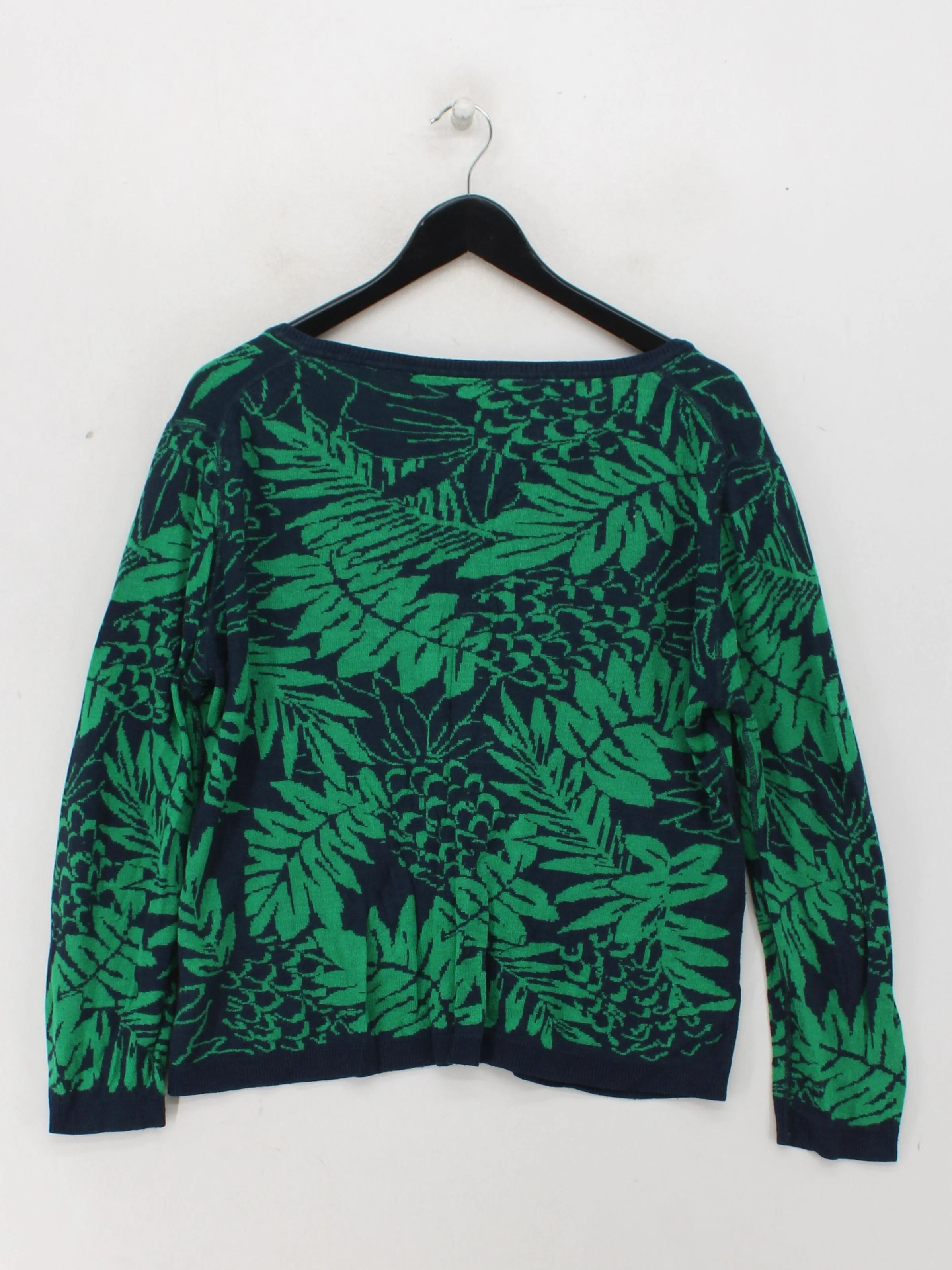 Hush Women's Jumper XL Green Floral 100% Viscose V-Neck Pullover - Image 2