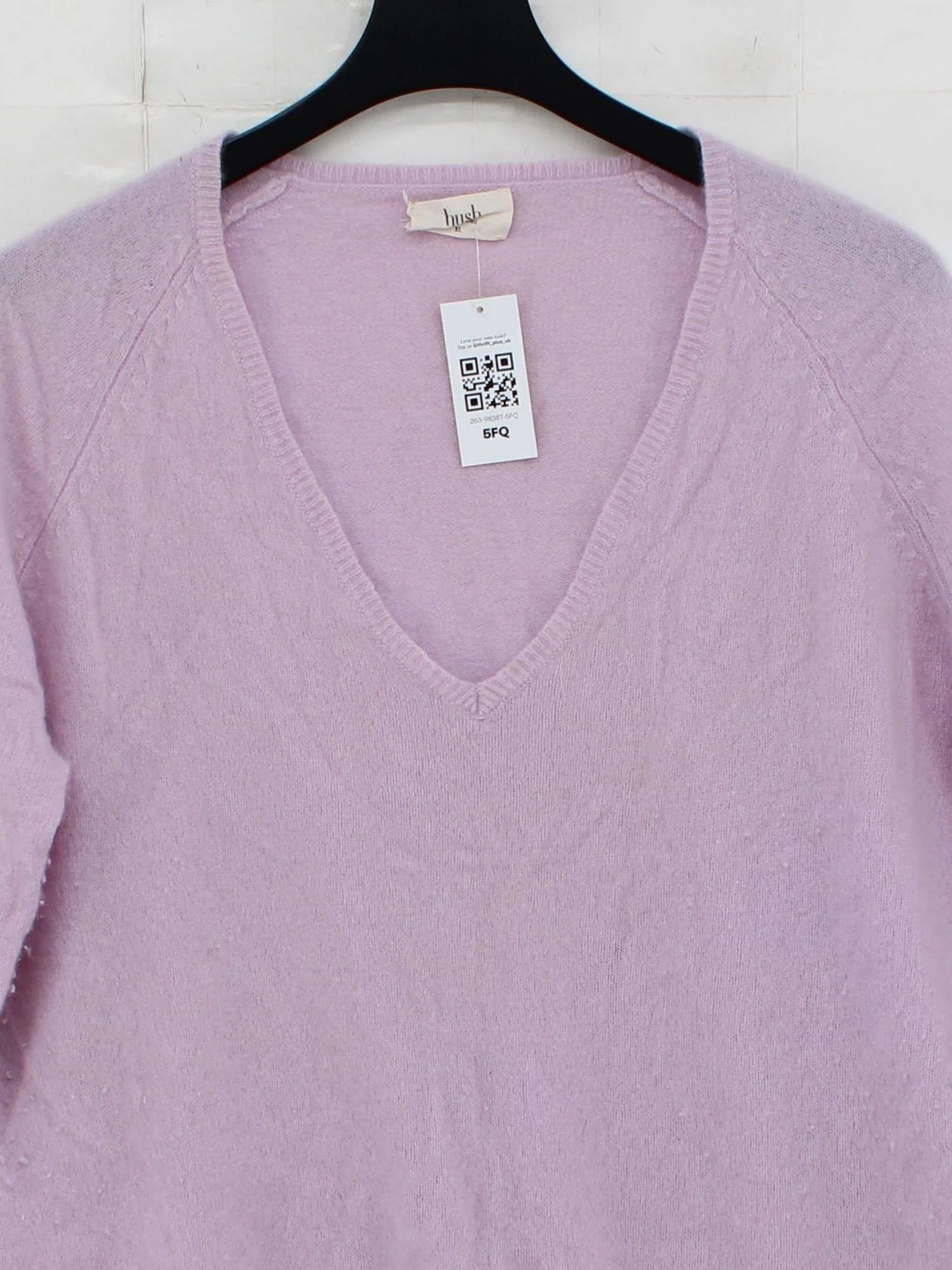 Hush Women's Jumper XL Pink Cashmere with Polyamide, Elastane V-Neck Pullover - Image 3