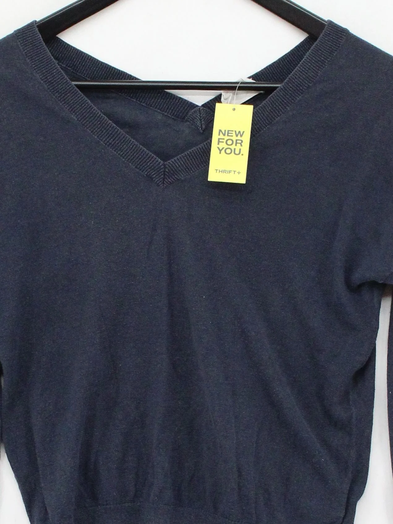 Hush Women's Jumper XS Blue Linen with Cotton V-Neck Pullover - Image 3