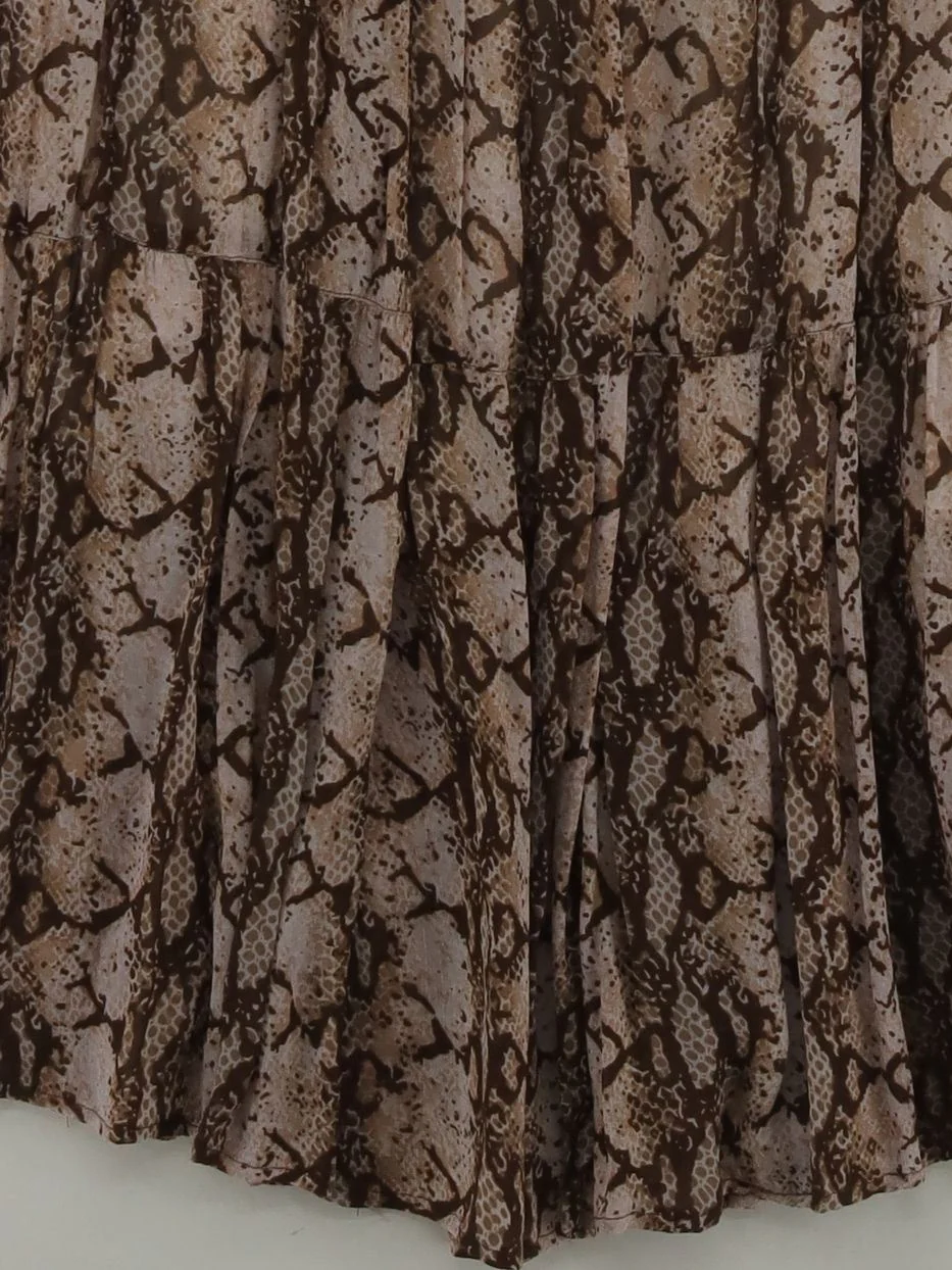 Hush Women's Maxi Skirt UK 12 Brown Animal Print 100% Viscose Long Maxi - Image 4